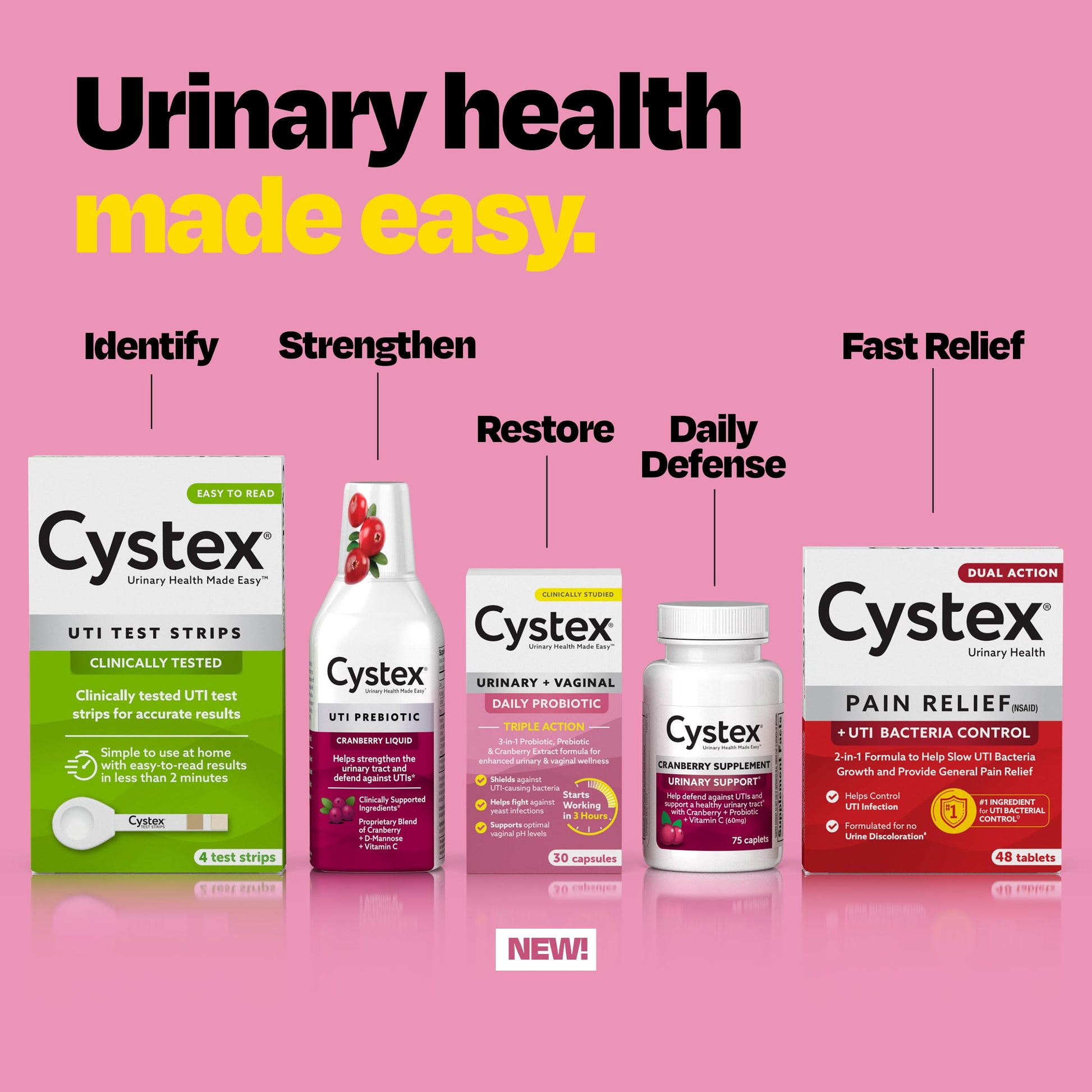 Cystex 3-in-1 Urinary Tract Probiotic for Women - Fast-Acting UTI & Yeast Infection Support with Prebiotics, Probiotics, & Cranberry - Supports Vaginal pH & Flora Balance - 30 Capsules CystexAu supplements