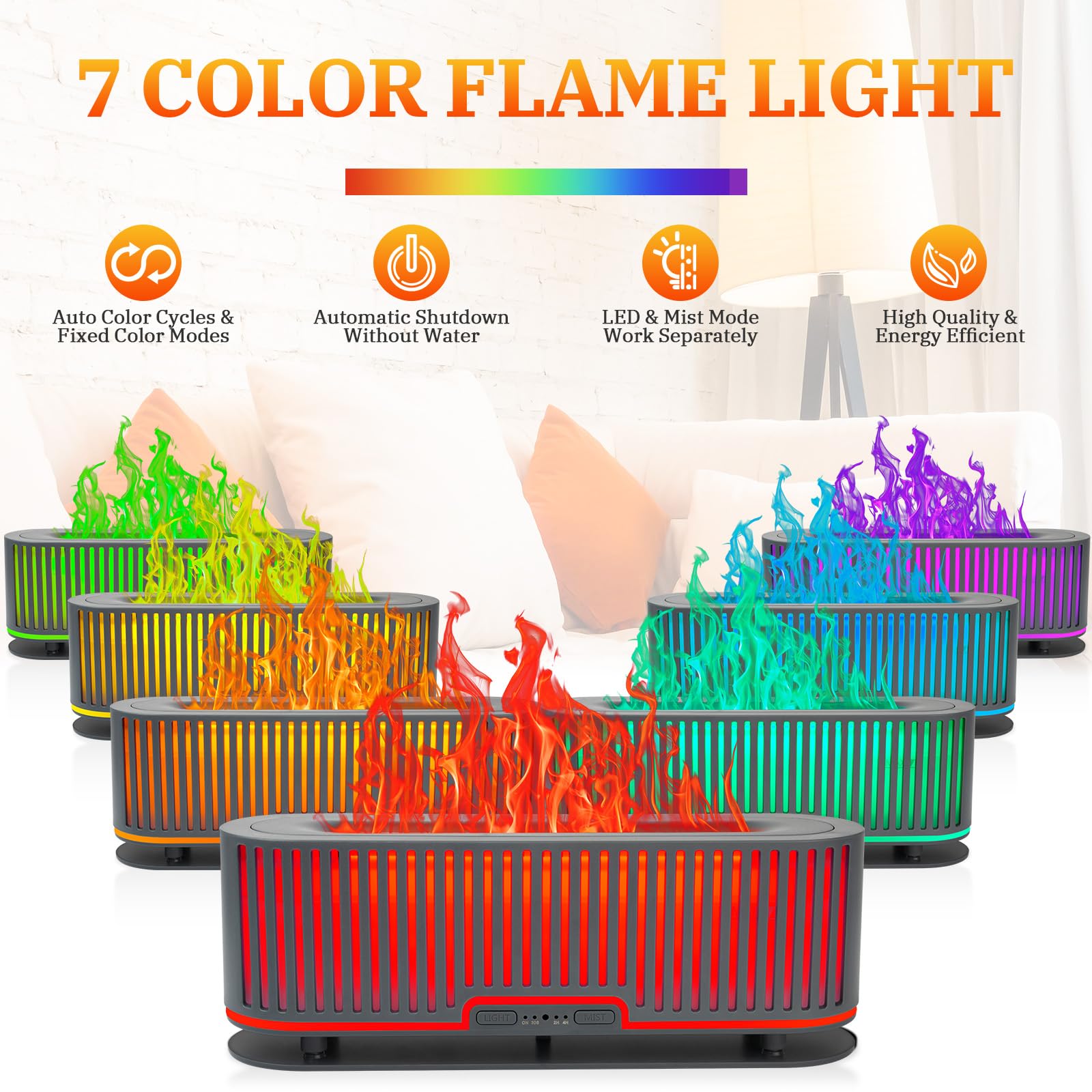Comfynest Colorful Flame Fire Fireplace Diffuser with 6 Essential Oils Set, Ultrasonic 200ml Essential Oil ComfynestAu supplements