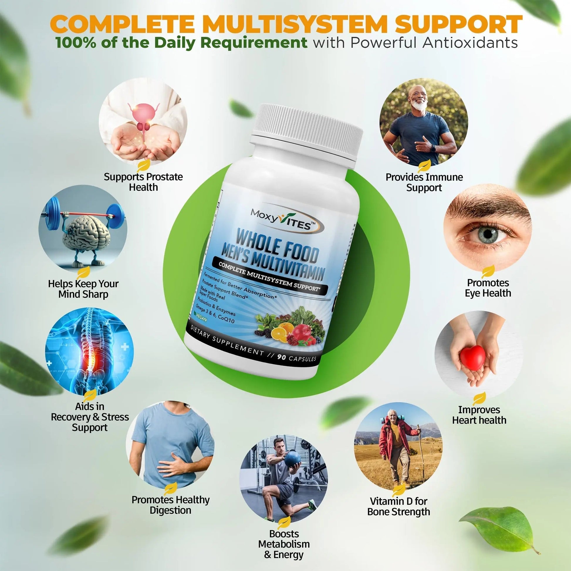 Methylated Mens Multivitamins - Daily Mens Vitamins with 44 Organic Whole Food - Multivitamin for Men with Iron & Fermented Nutrients MoxyVitesAu supplements