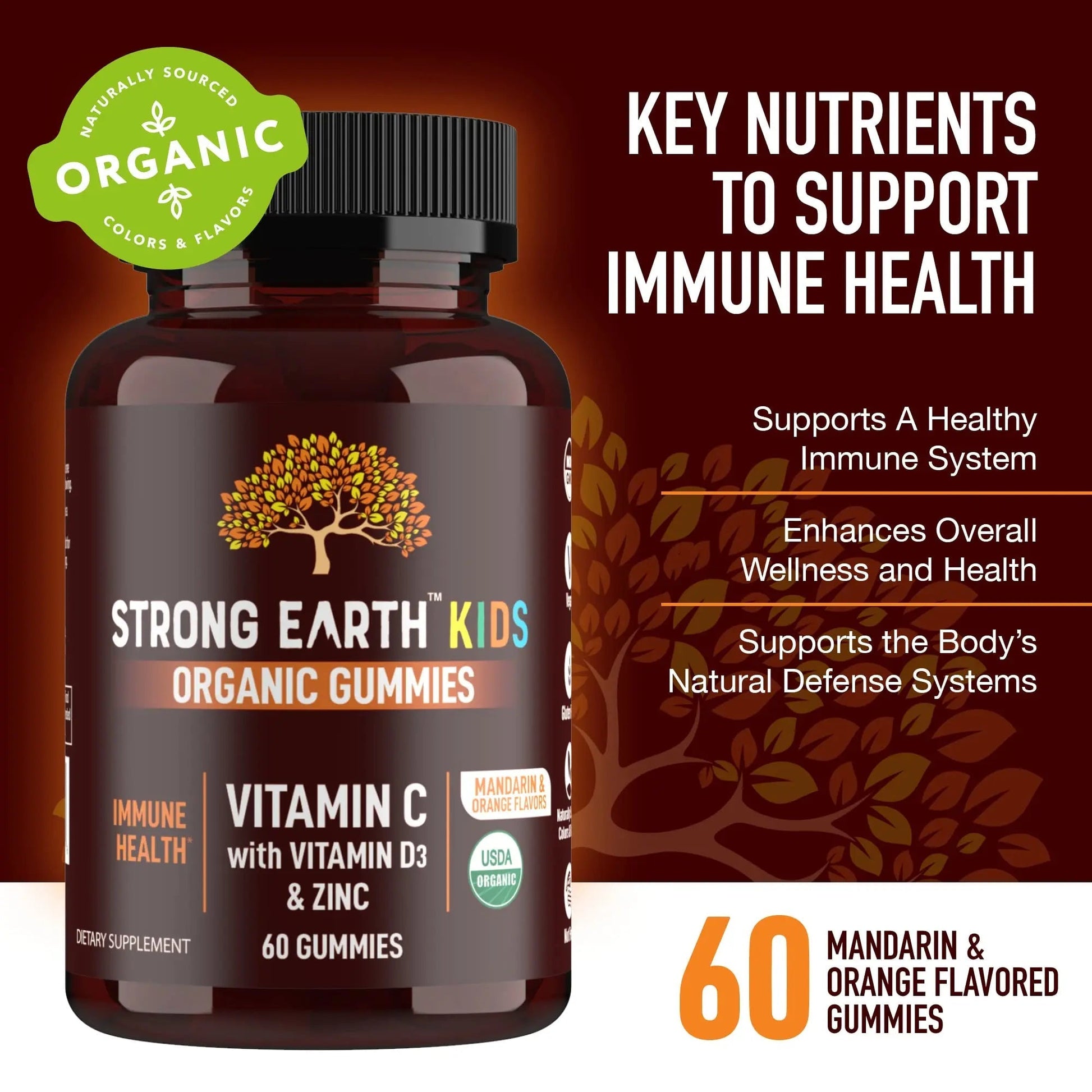 YUM-V'S Kids Strong Earth - Organic Immune Health Gummies with Vitamin C, Vitamin D3 Plus Zinc - Immune System Boost Zinc YUM-V'SAu supplements