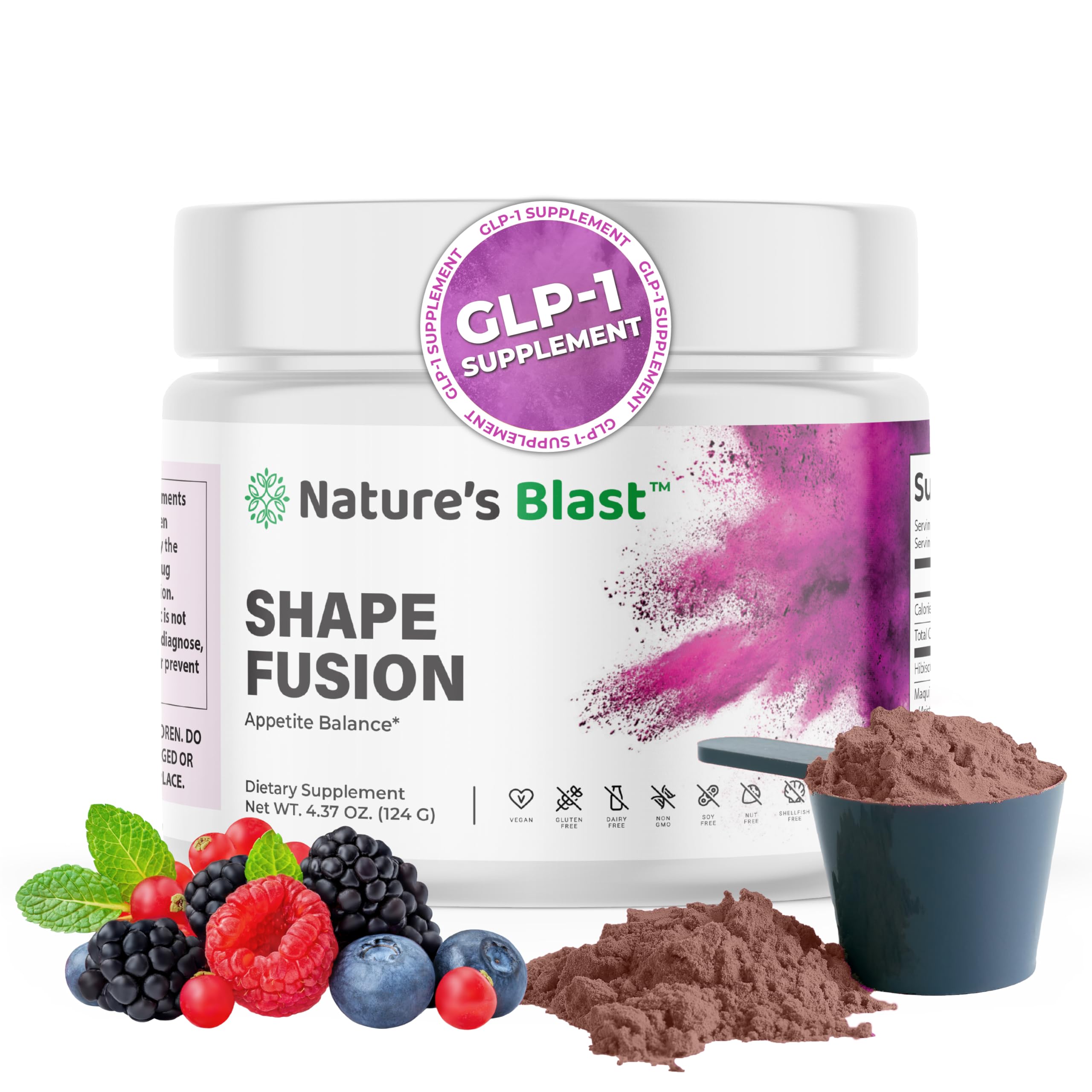 NATURES BLAST Shape Fusion® - GLP-1 Supplements with Ashwagandha, Hibiscus, Ceylon Cinnamon, Maqui Berry & African Mango Extract - Supports Healthy Habits, Energy & Body Balance - 30 Servings NATURES BLASTAu supplements