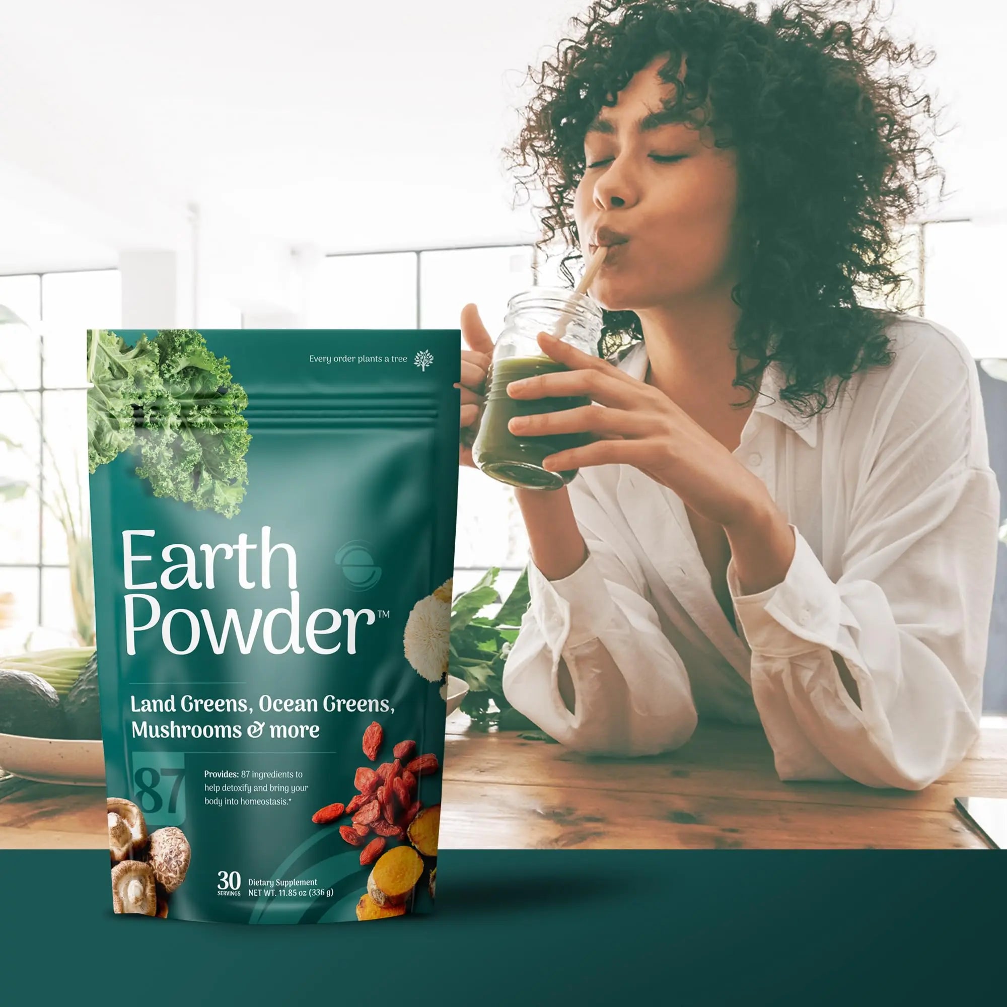 Earth Powder Daily Foundational Nutrition Supplement with 28 Greens & 10 Mushrooms | 87 Nutrients for Energy, Gut Health & Mental Clarity Earth Powdernz supplements