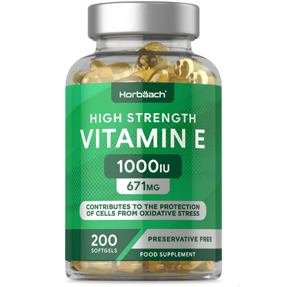 Vitamin E Capsules 1000iu | 200 Count | High Strength Vitamin E as DL-Alpha Tocopheryl HorbäachUS supplements