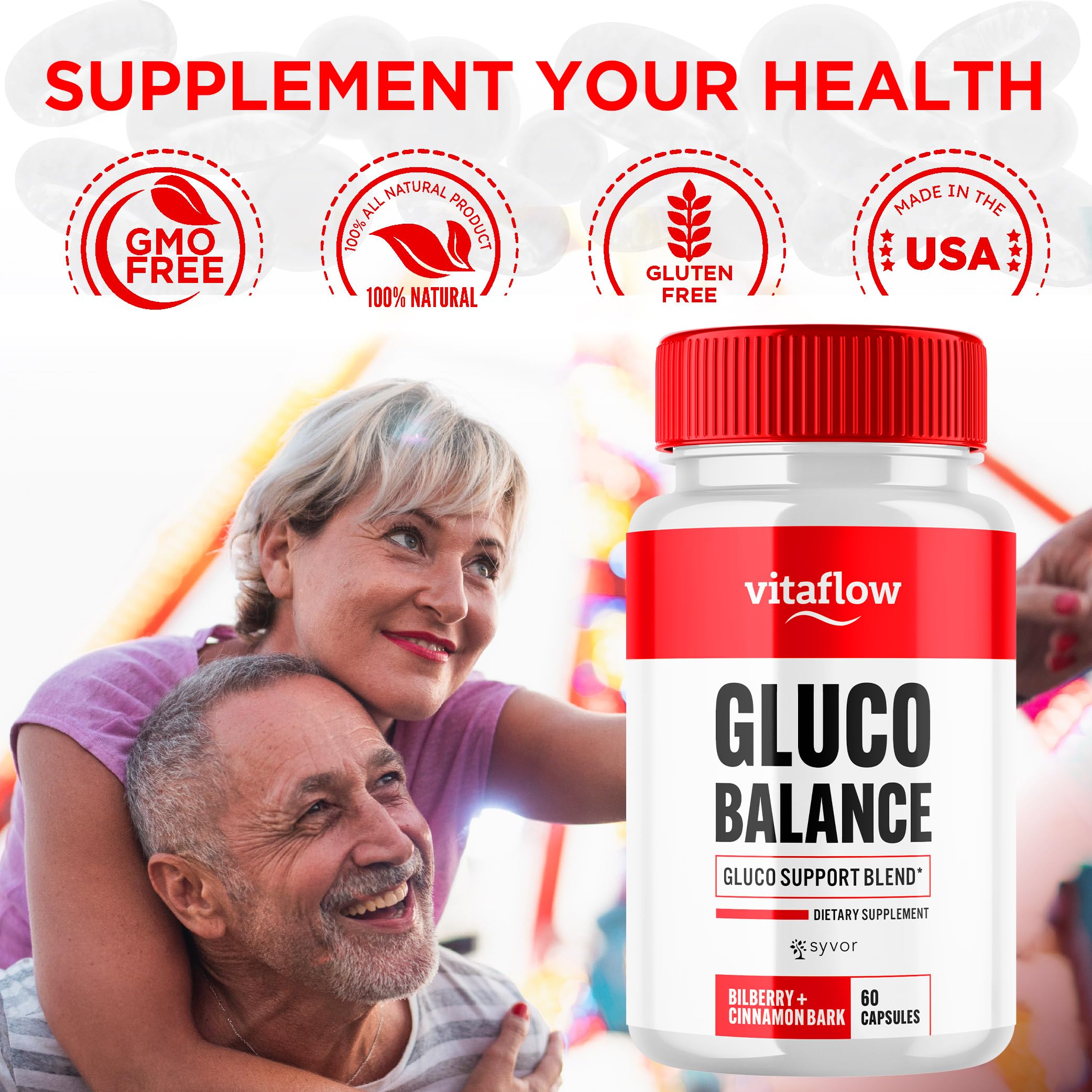 (3 Pack) Vitaflow Balance Support Supplement Capsules, Official VitaFlow Support Supplements Pills with All Natural Premium Ingredients, Vita Flow Advanced Glyco Balance for Men & Women (180 Capsules) SyvorAu supplements