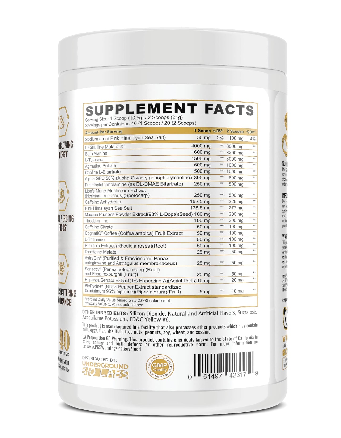 Underground Bio Labs/Panda Supps Skull High Stim/Nootropic Pre-Workout,Lion's Mane Underground Bio LabsUS supplements