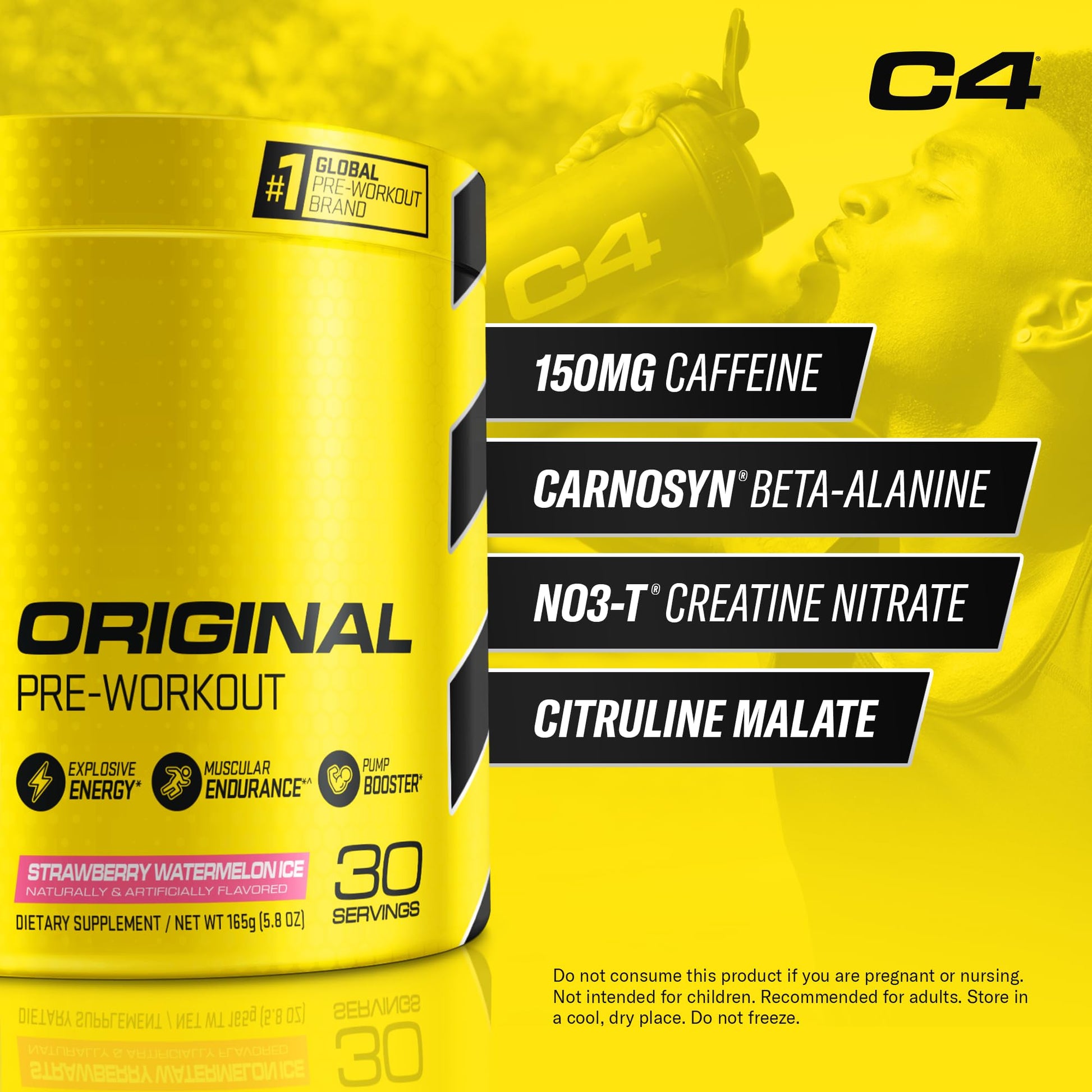 Cellucor C4 Original Pre Workout Powder Strawberry Watermelon Ice Sugar Free Preworkou CellucorUS supplements