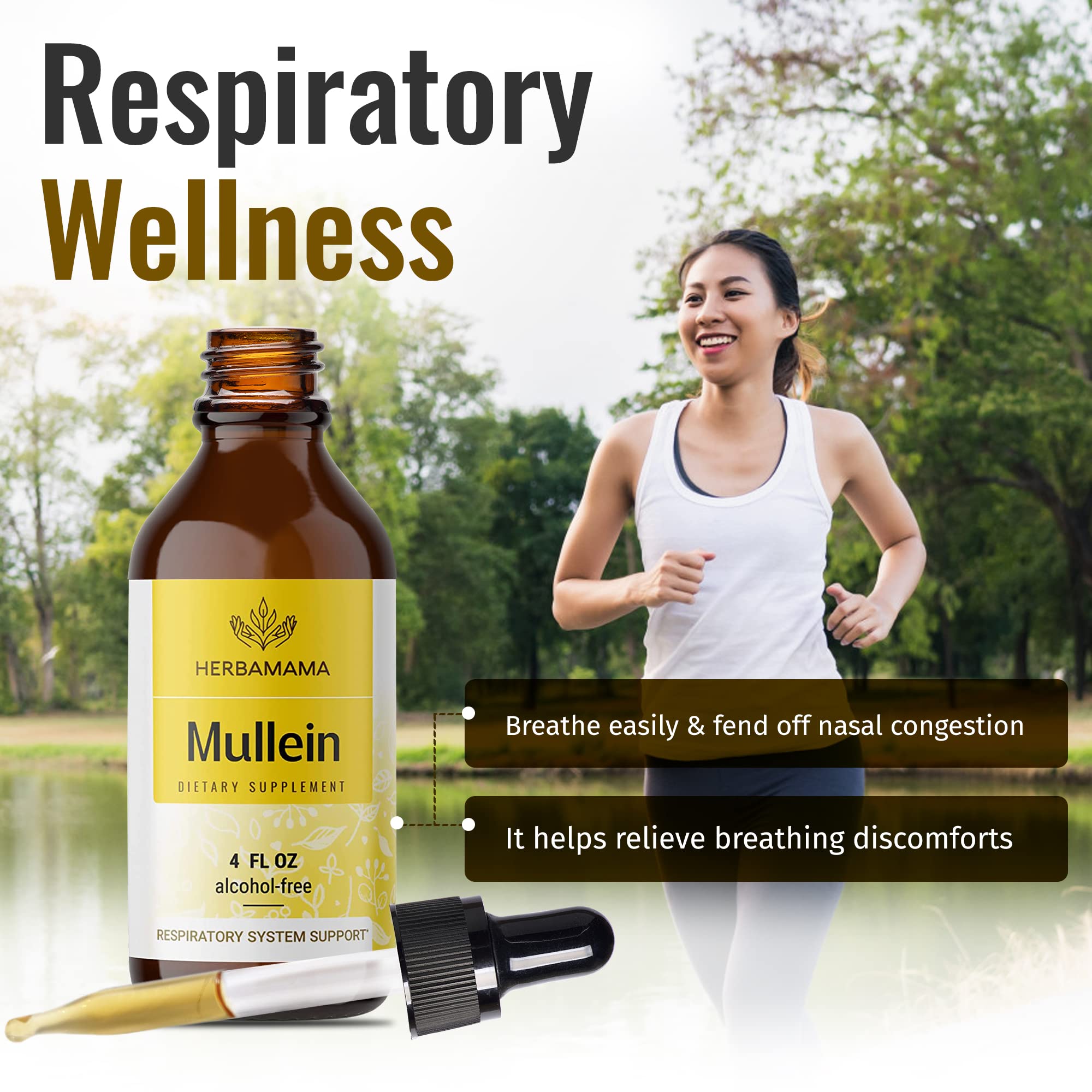 Mullein Leaf Tincture - Lung Cleanse - Vegan Mullein Drops - Lung Detox HERBAMAMAUS supplements