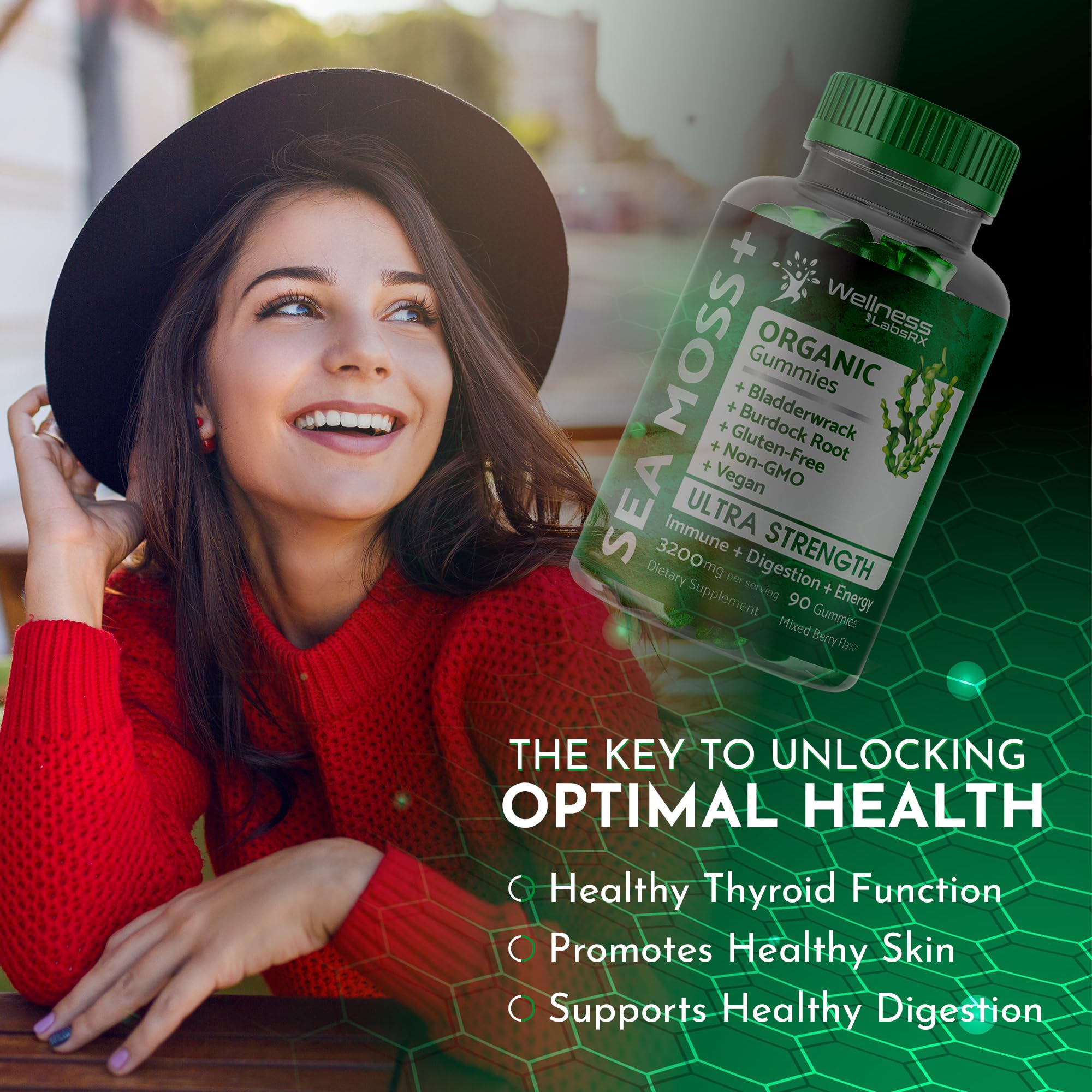 WELLNESS LABSRX Sea Moss Gummies, 3200mg Organic Seamoss, Irish Sea Moss WELLNESS LABSRXUS supplements