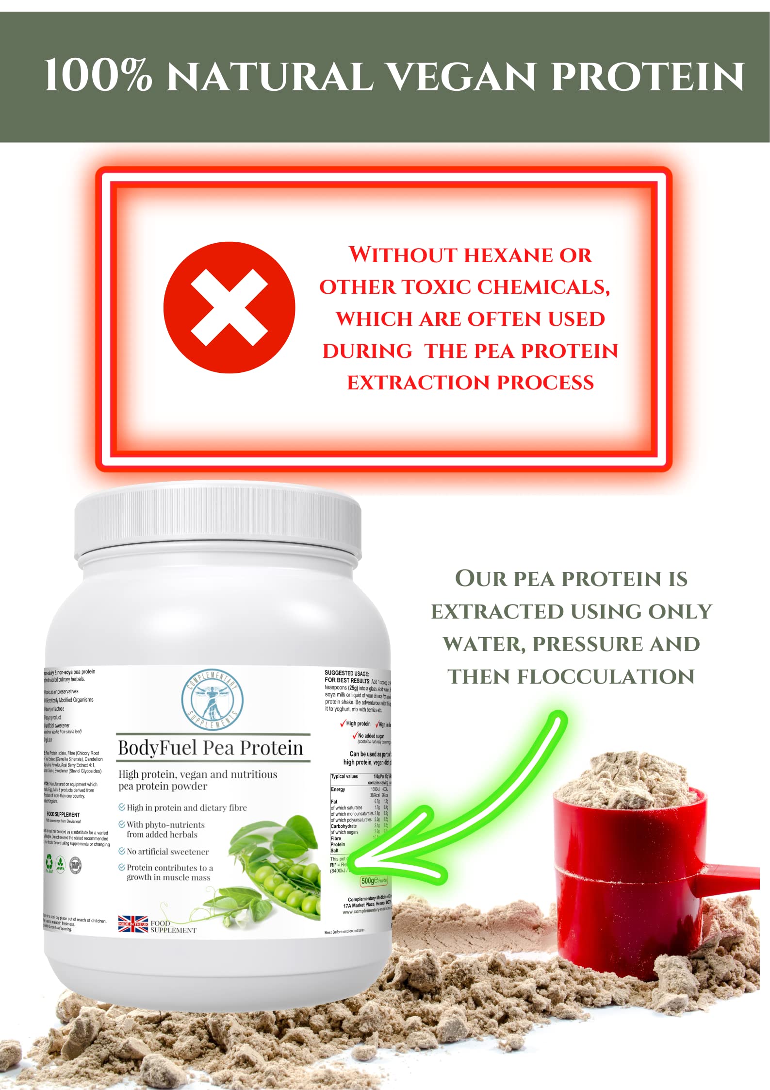 Complementary Supplements - BodyFuel Hypoallergenic Pea Protein Isolate Powder Plus Phytonutrients Complementary SupplementsAu supplements
