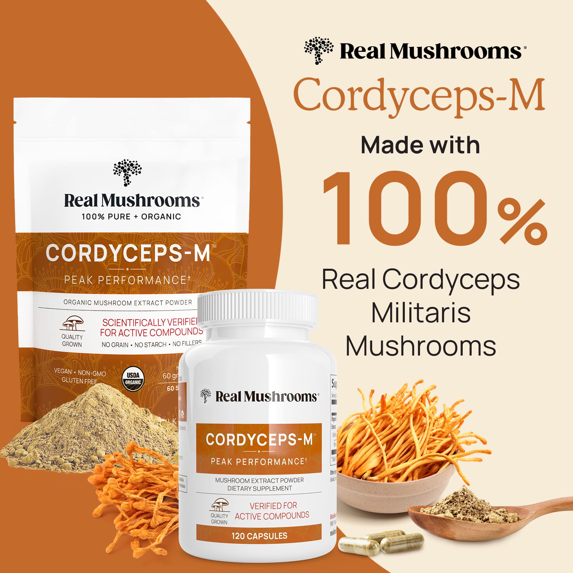 Real Mushrooms Cordyceps Capsules - Performance Mushroom Extract Supplement Real MushroomsAu supplements