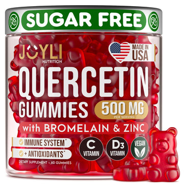 JOYLI Quercetin Gummies - Quercetin with Bromelain Zinc Vitamin C & Vitamin D3 - Quercetin Supplement 500MG for Immune System & Allergy - Quercetin for Kids and Adults - 60 Quercetin Chewable JOYLI NutritionUS supplements