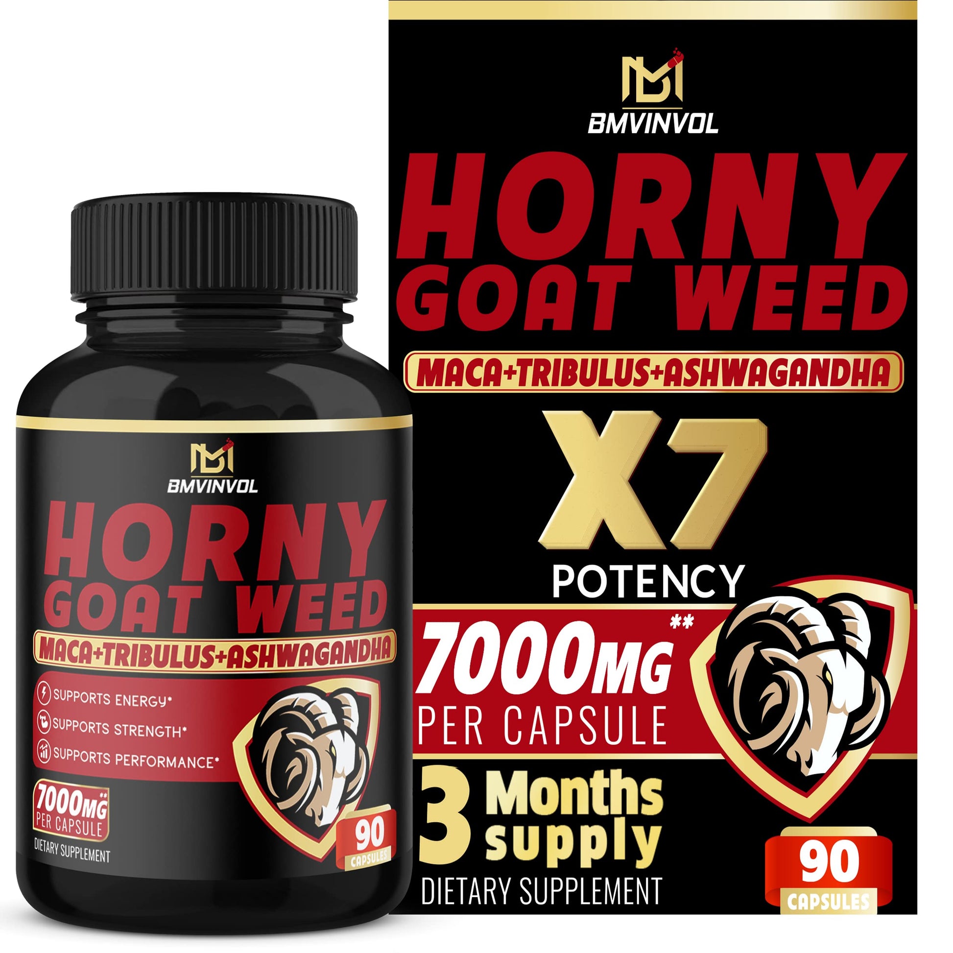 BMVINVOL Horny Goat Weed Capsules - 7000mg Herbal Equivalent BMVINVOLAu supplements