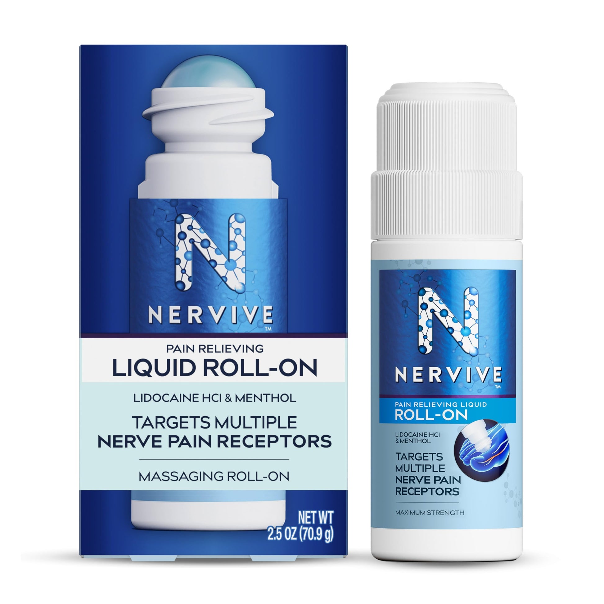 Nervive Pain Relieving Roll On, Lidocaine Roll On, Nervive Pain Relief, Lidocaine Topical, Foot Pain, Leg Pain, Hand Pain, Max Strength Formula, 2.5oz NerviveAu supplements