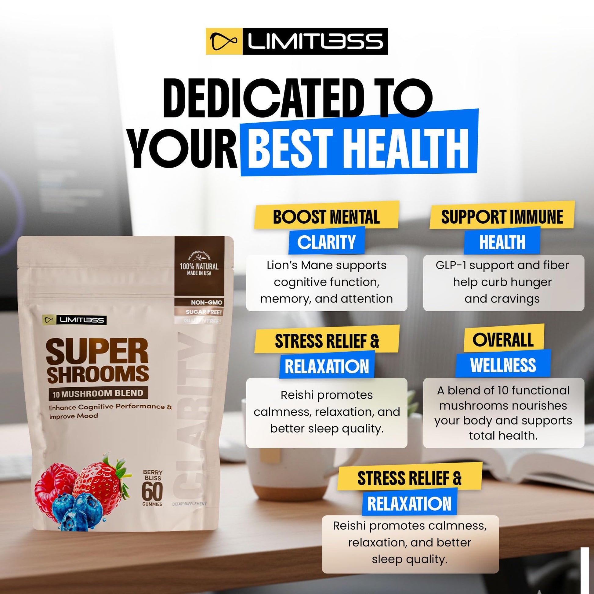 Limitless Supershrooms Smart Focus Gummies - 30 Day Supply LIMITLESS XAu supplements