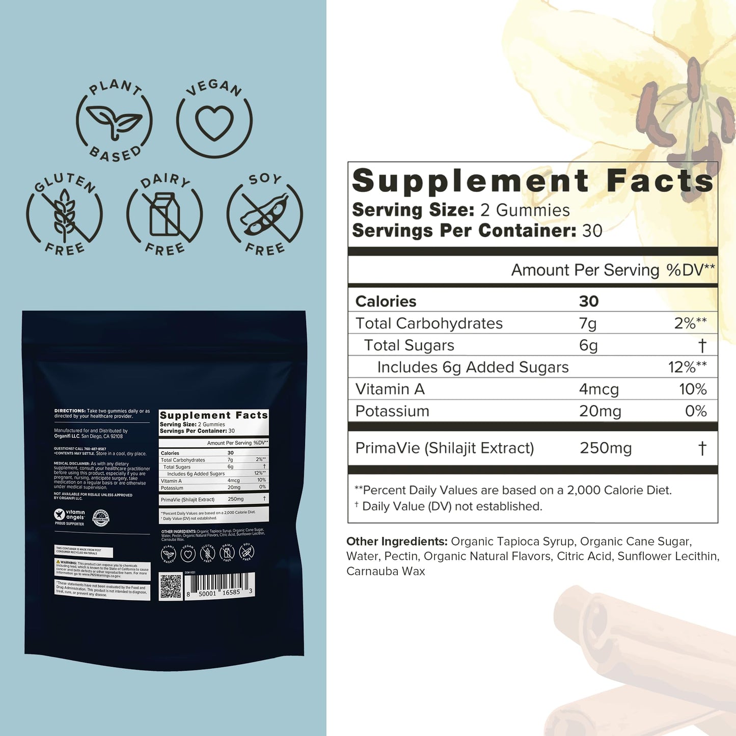 Organifi - Shilajit Gummies - Supports Natural Energy and Strength - Vanilla Cinnamon OrganifiUS supplements