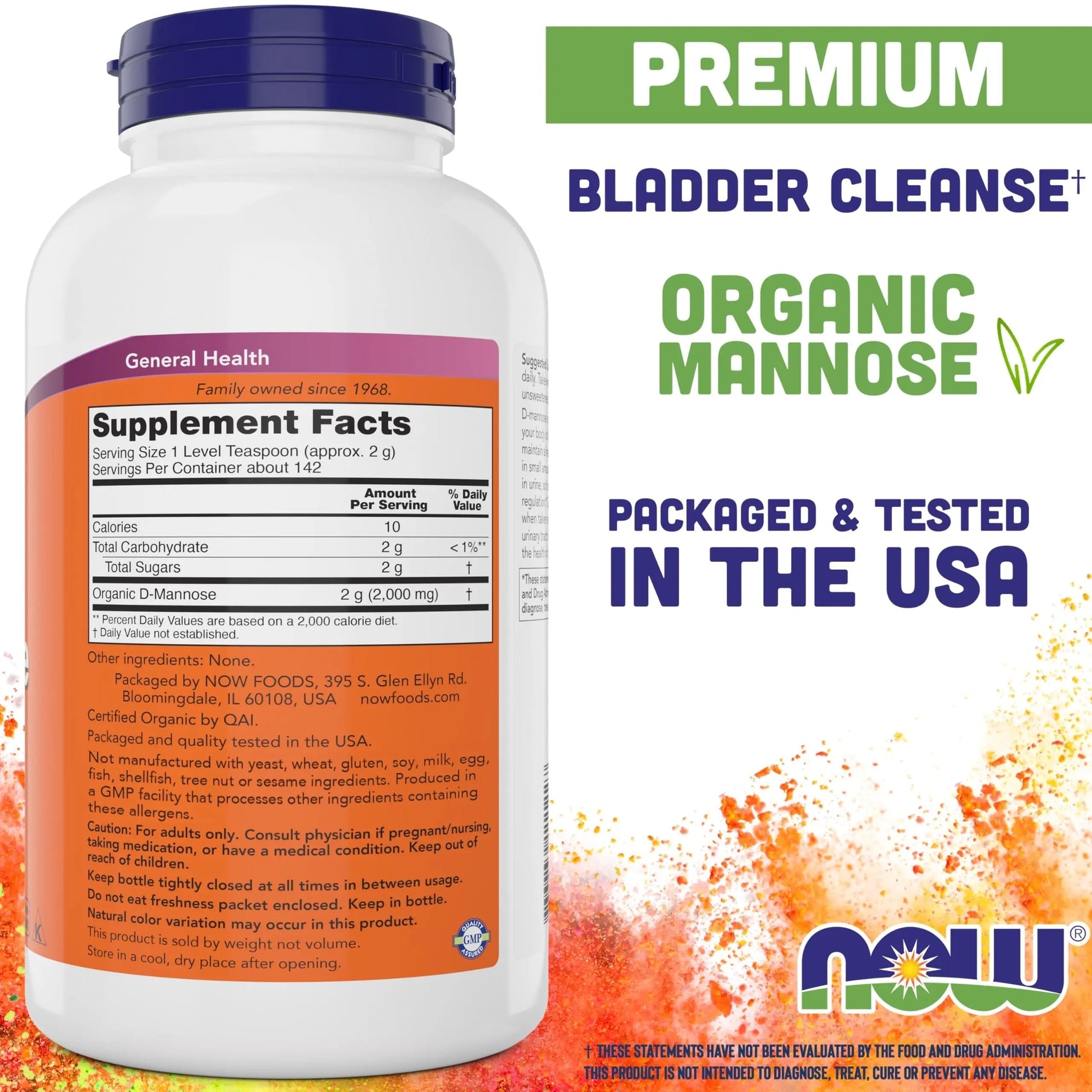 NOW Foods Pure, Organic D-Mannose 10 oz Powder (Pack of 2) - Bladder Cleanse and Urinary Tract Health Supplement - Non-GMO - Vegan Friendly - 2000mg / 2 Grams per Serving NOW FoodsAu supplements