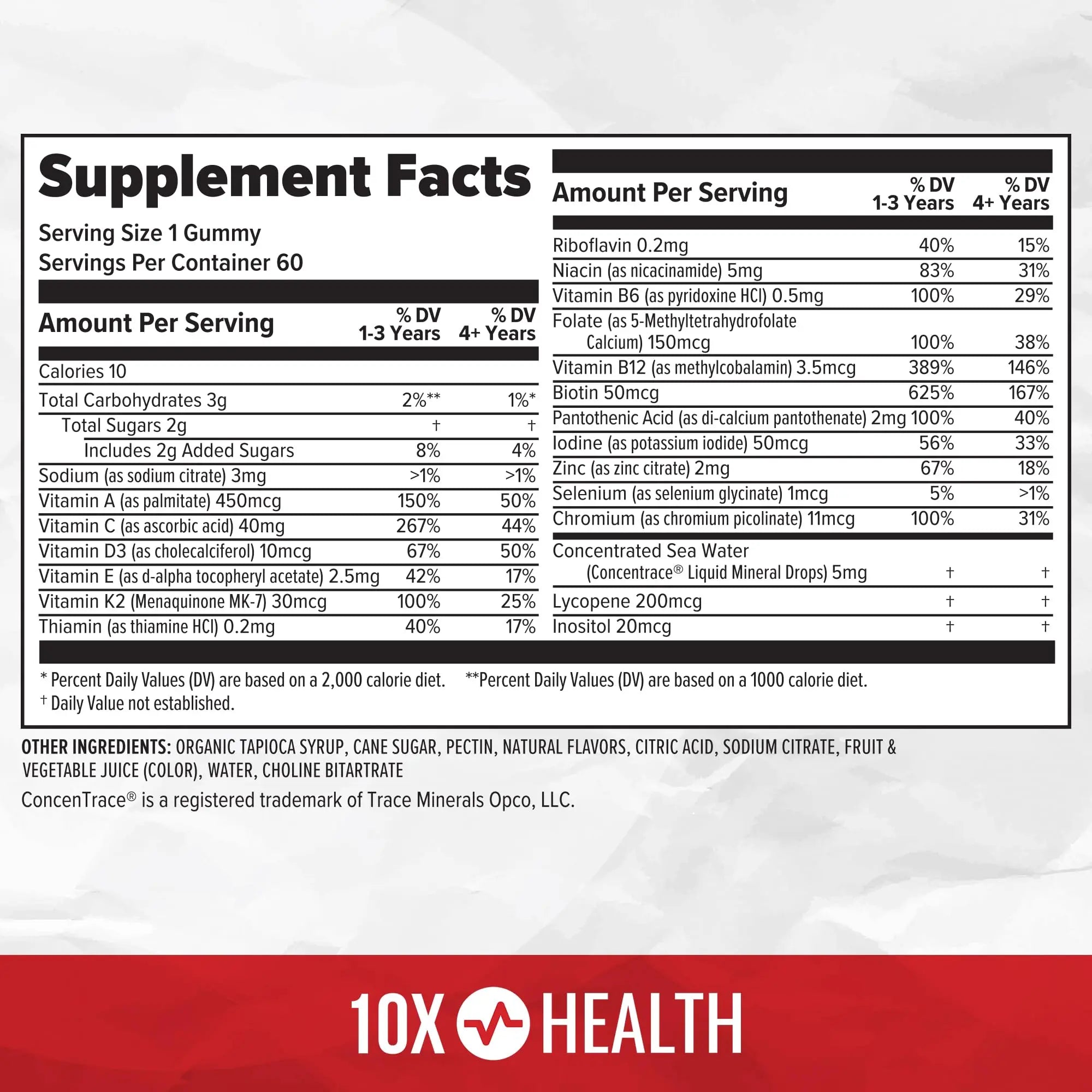 10X Health Children’s Methylated Multivitamin Gummies - 60 Count Kids Multivitamin Gummies, Complete Daily Nutrition 10X Health SystemAu supplements