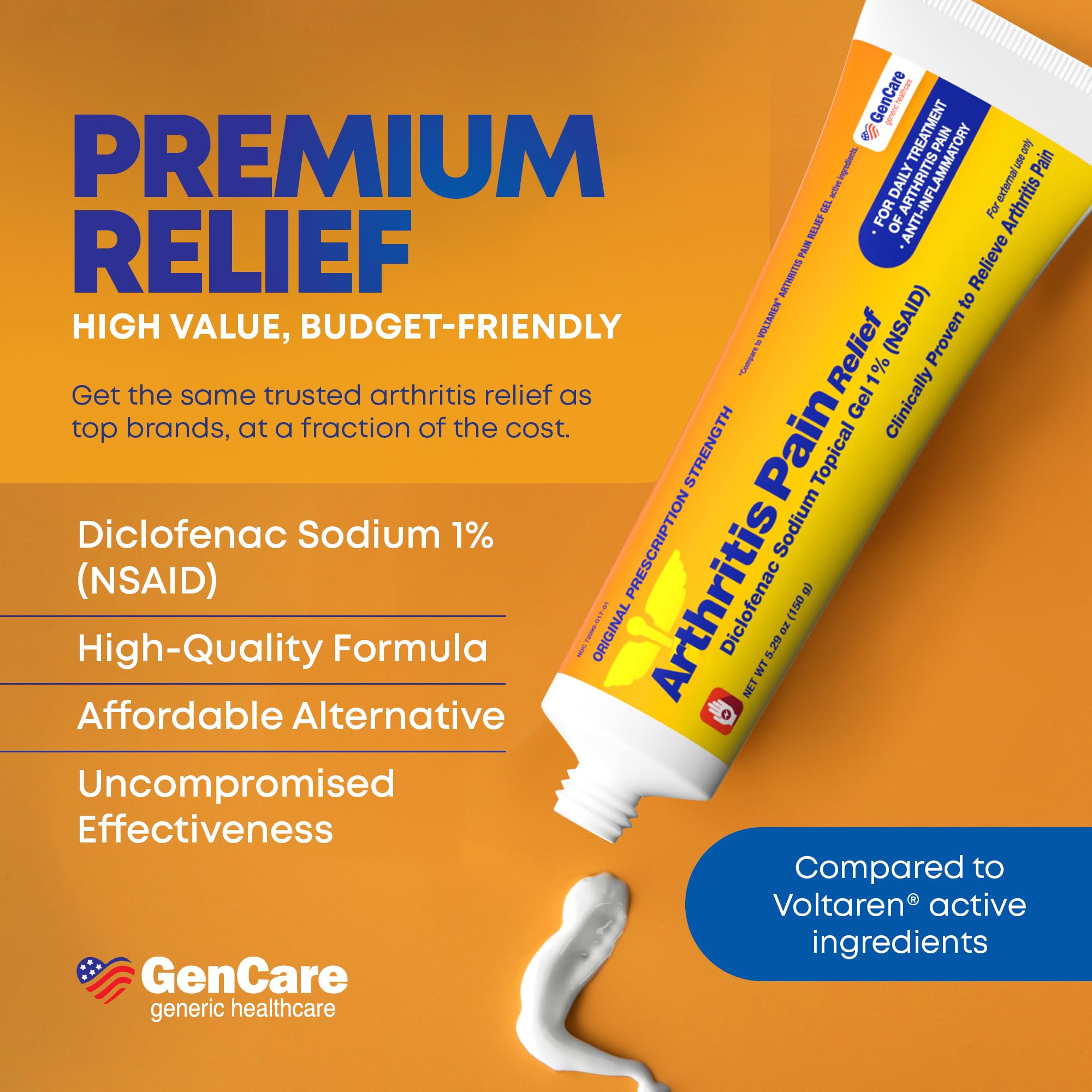 GenCare Arthritis Pain Relief Diclofenac Sodium Topical Gel 1 Percent (NSAID) - Clinically Proven Arthritis Pain Reliever - Compare to The Active Ingredient in Voltaren Gel (5.29 oz) GenCareAu supplements