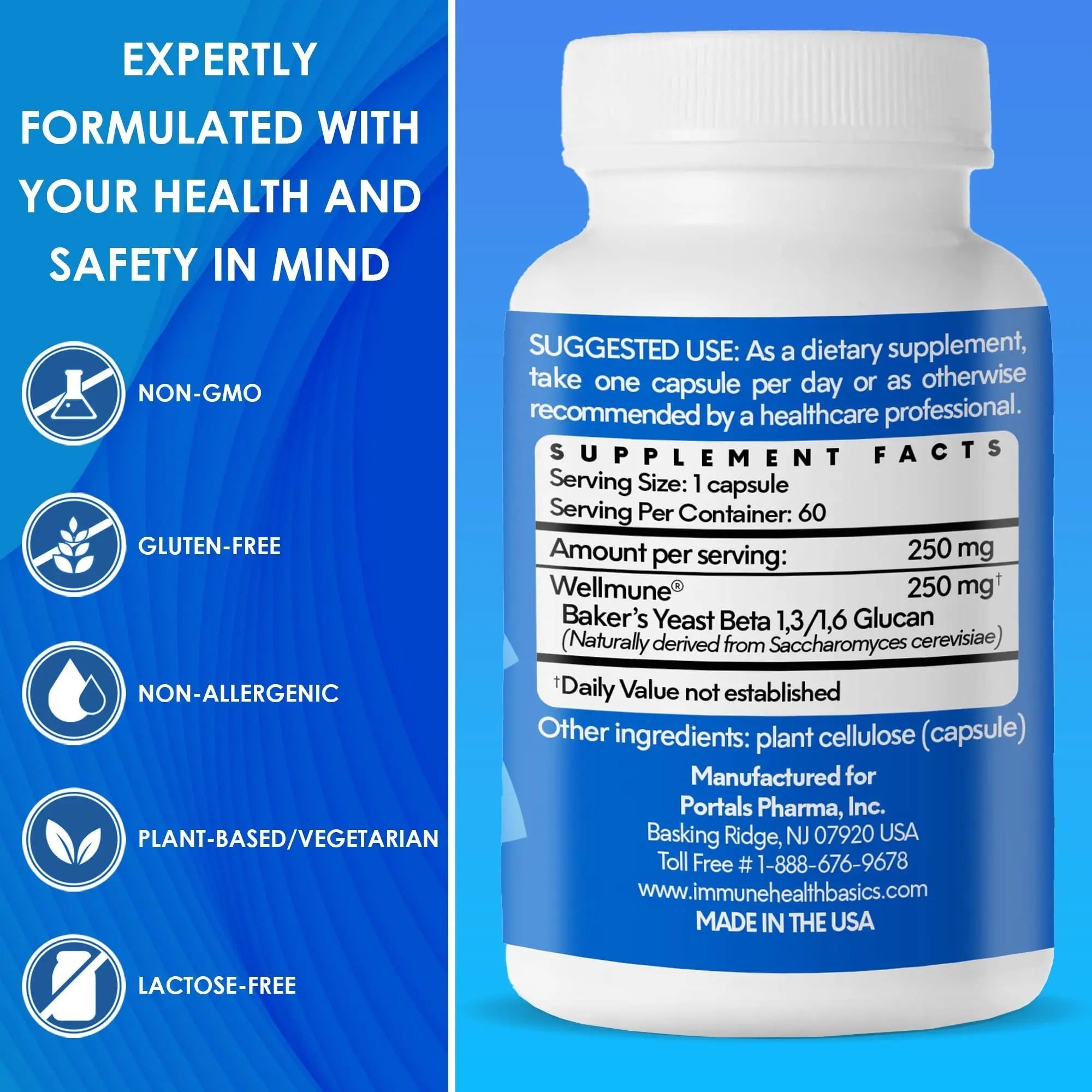 Immune Health Basics Ultra Strength Immunity - Clinically Proven Immune Support - Wellmune Highly Purified Beta Glucan - Gluten-Free, Non-allergenic Immune Health BasicsAu supplements