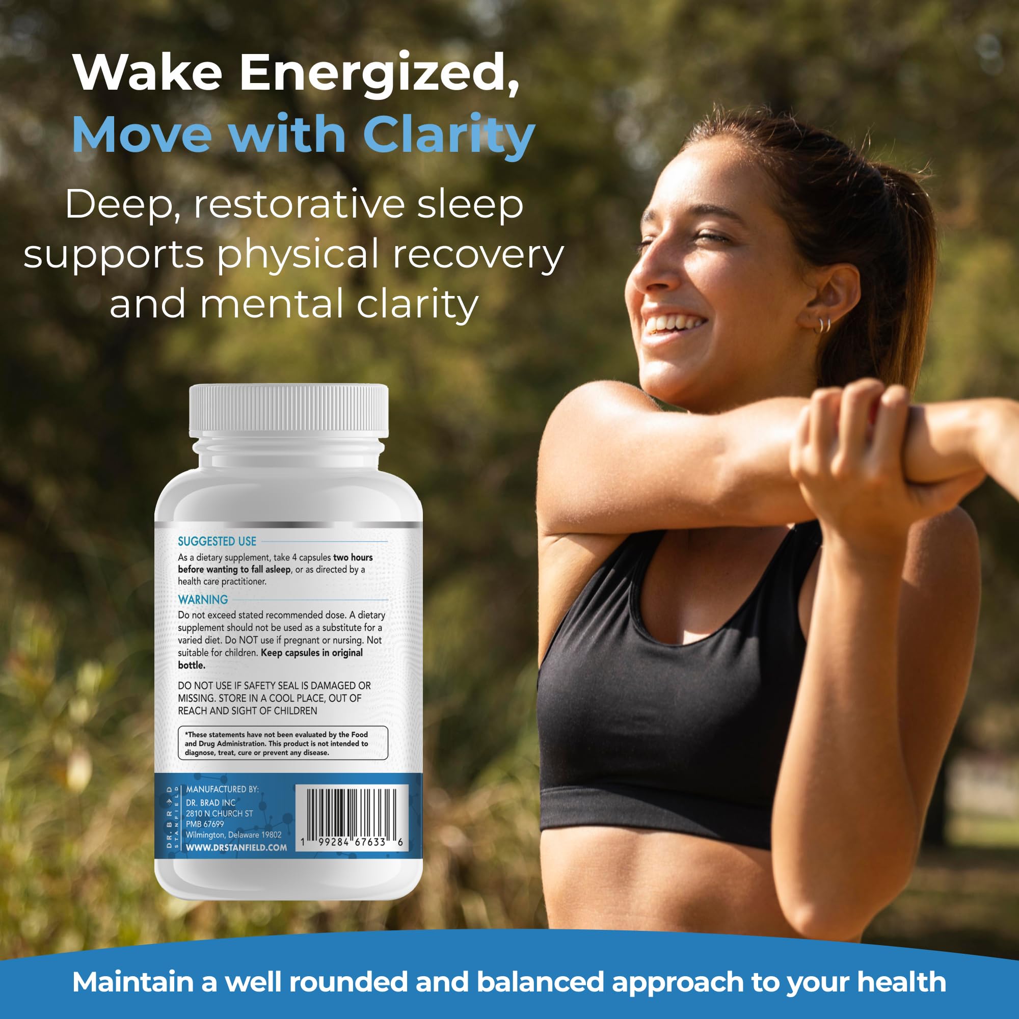 Dr Brad Stanfield Melatonin 300mcg + Magnesium Glycinate 126mg + Glycine 2,500mg for Sleep (120 Count, 30 Servings) Dr Brad StanfieldAu supplements