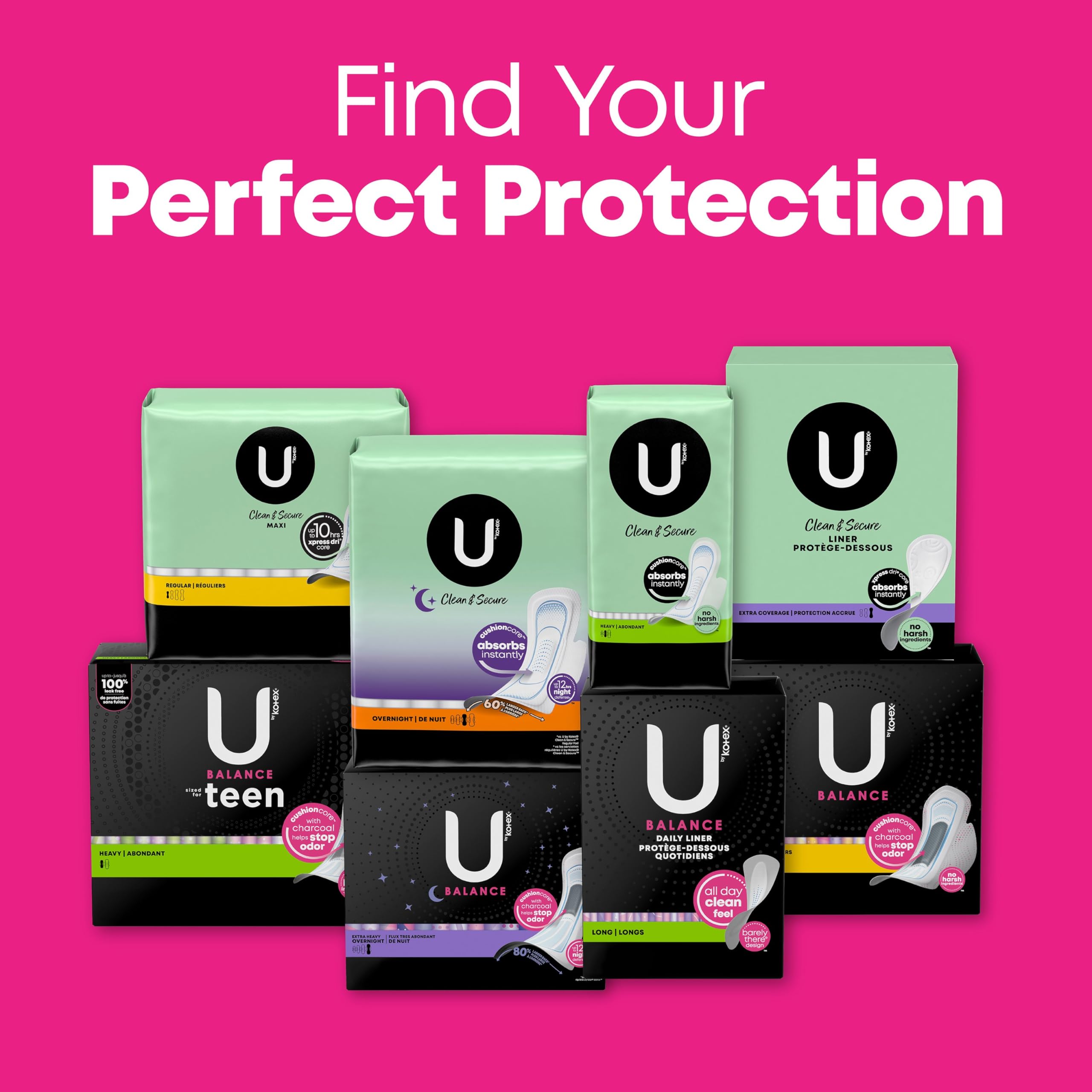 U by Kotex Balance Ultra Thin Pads with Wings, Heavy Absorbency, 46 Count (Packaging May Vary) U by KotexAu supplements