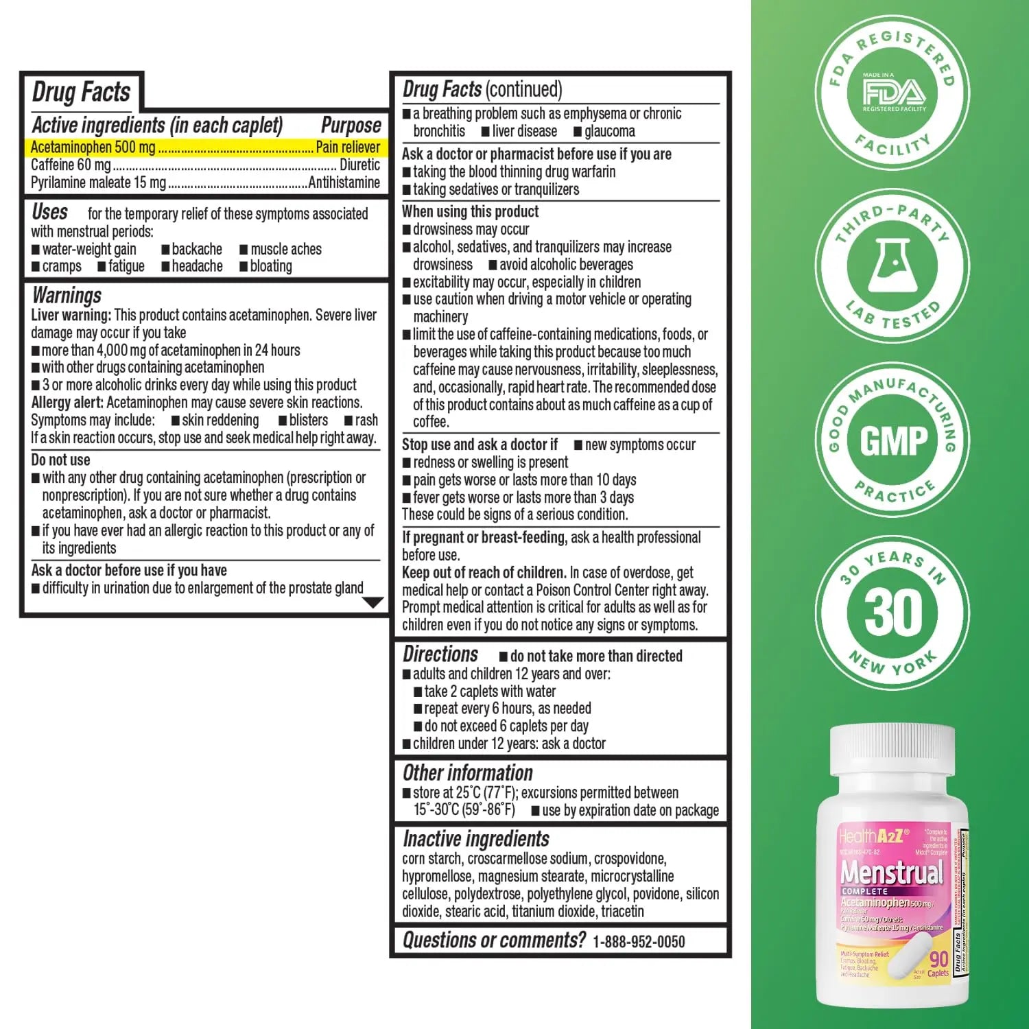HealthA2Z® Menstrual Complete Pain Relief Tablets | Relieves Cramps, Bloating, Fatigue, Backache & Headache (90 Counts) HealthA2ZAu supplements