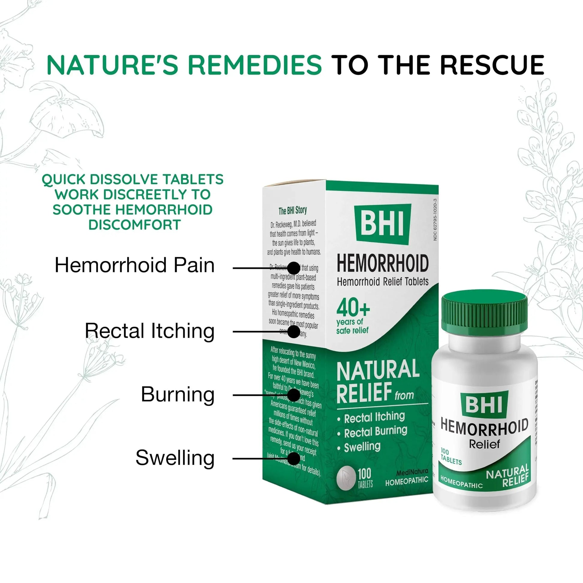 MediNatura BHI Hemorrhoid Relief - Natural Hemorrhoid Treatment for Relieving Rectal Itching - Daily Support - Chewable & Easy-to-Use Tablets - Plant-Based - 100 Count MediNaturaAu supplements