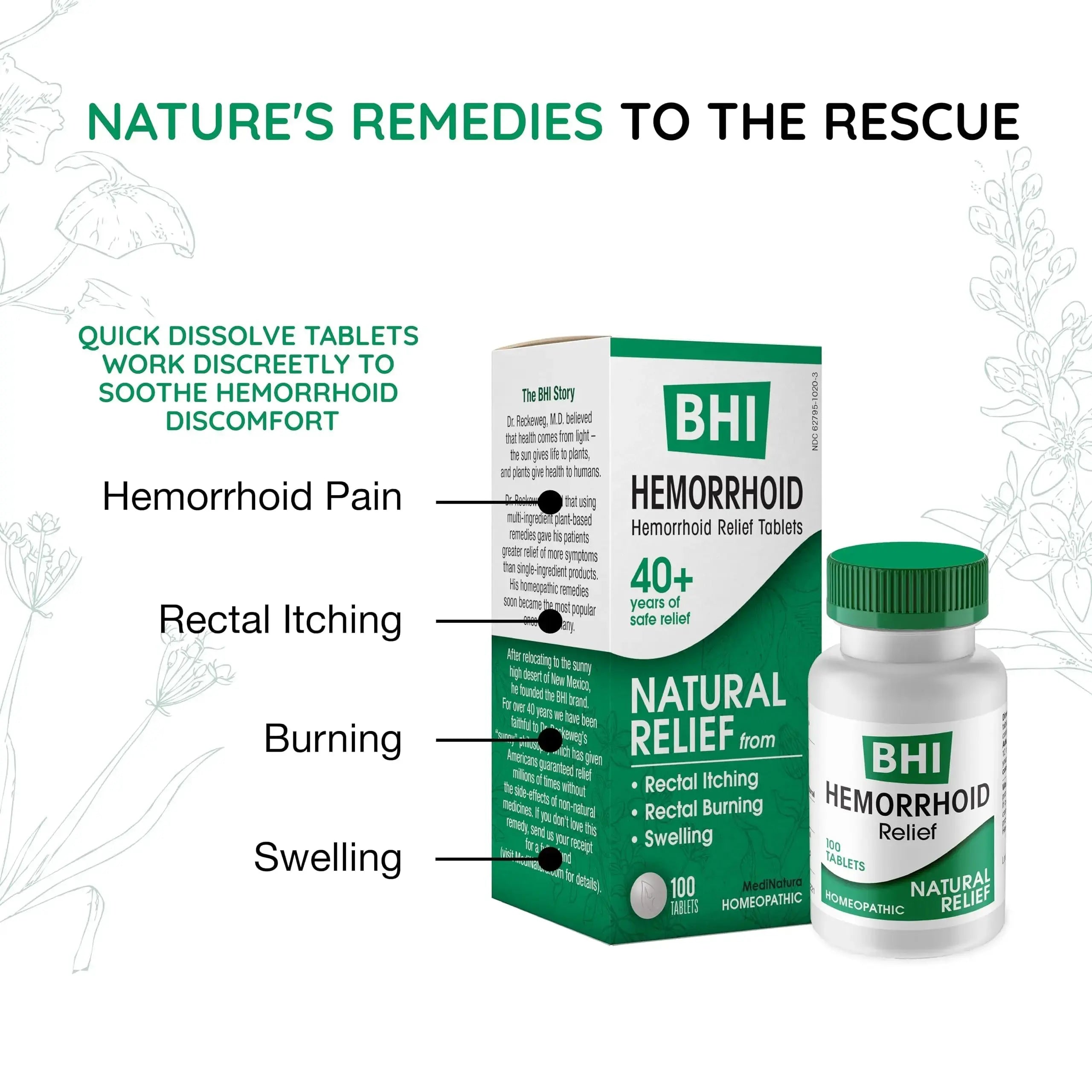 MediNatura BHI Hemorrhoid Relief - Natural Hemorrhoid Treatment for Relieving Rectal Itching - Daily Support - Chewable & Easy-to-Use Tablets - Plant-Based - 100 Count MediNaturaAu supplements