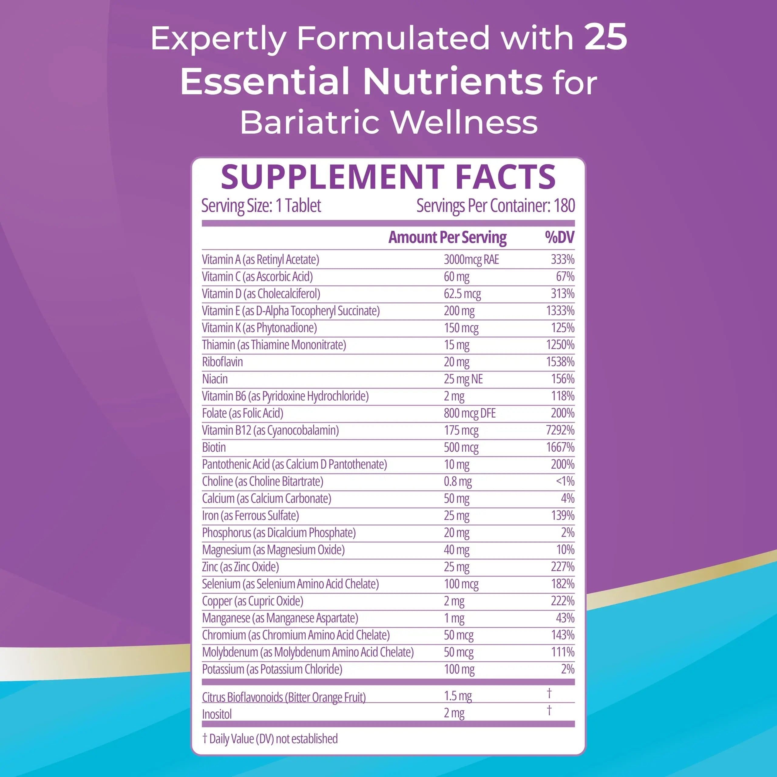 High A D E K Bariatric Multivitamin for Post DS/SADI Surgery, 25 Essential Nutrients for Post-Weight Loss Surgery, 180 Tablets Bariatric Best SupplementsAu supplements