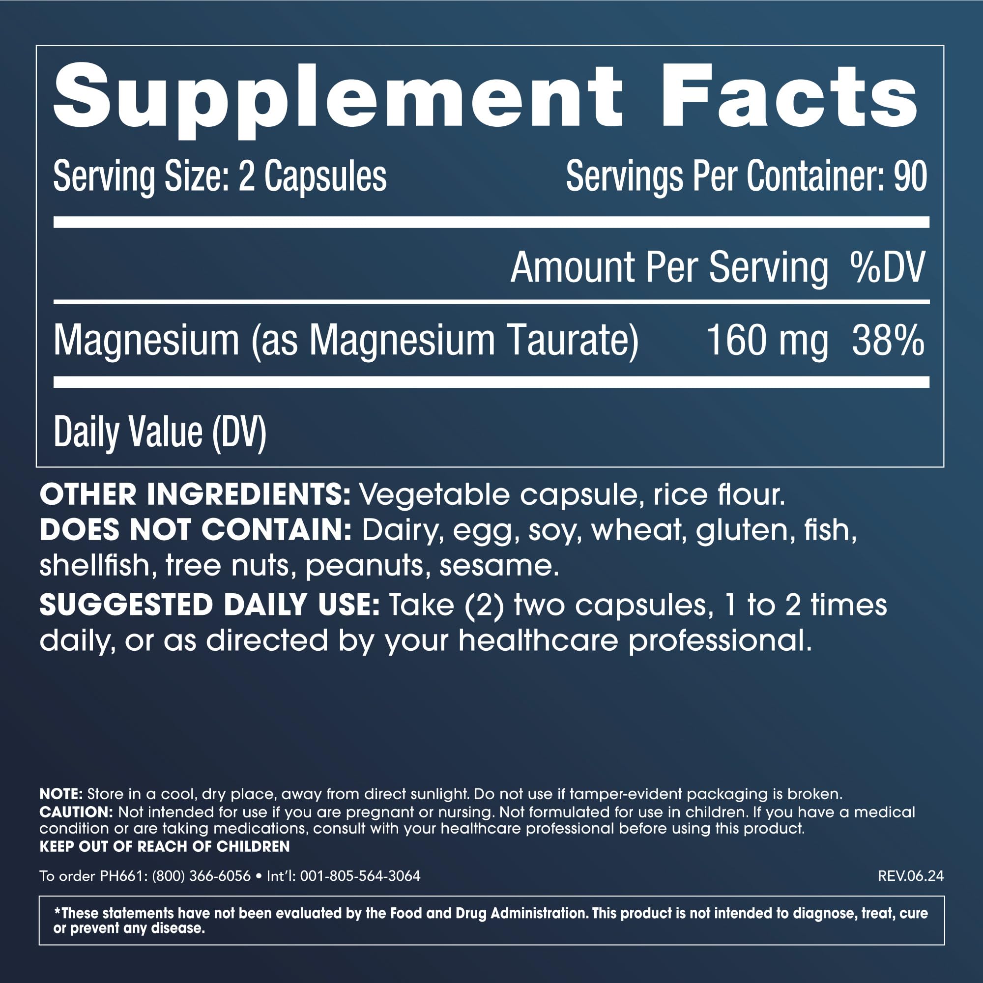 ProHealth Pure Magnesium Taurate, 160mg per Serving | Optimal Bioavailability Supplement for Healthy Aging | Supports Brain, Heart, and Muscle Health | Third-Party Tested for Quality | 180 Capsules ProHealthAu supplements