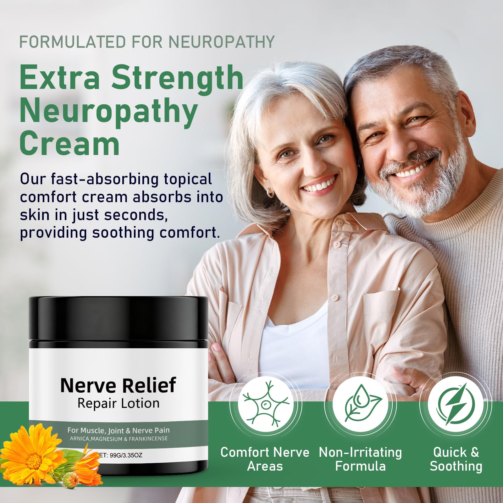 Vincofoo 2PC Nerve Relief Repair Lotion Cream, Neuropathy Lotion with Arnica, Deeply Moisturizes Skin, Keep Soft Smooth, Suitable for Muscle, Lumbar, Neck, Hands and Feet VincofooAu supplements