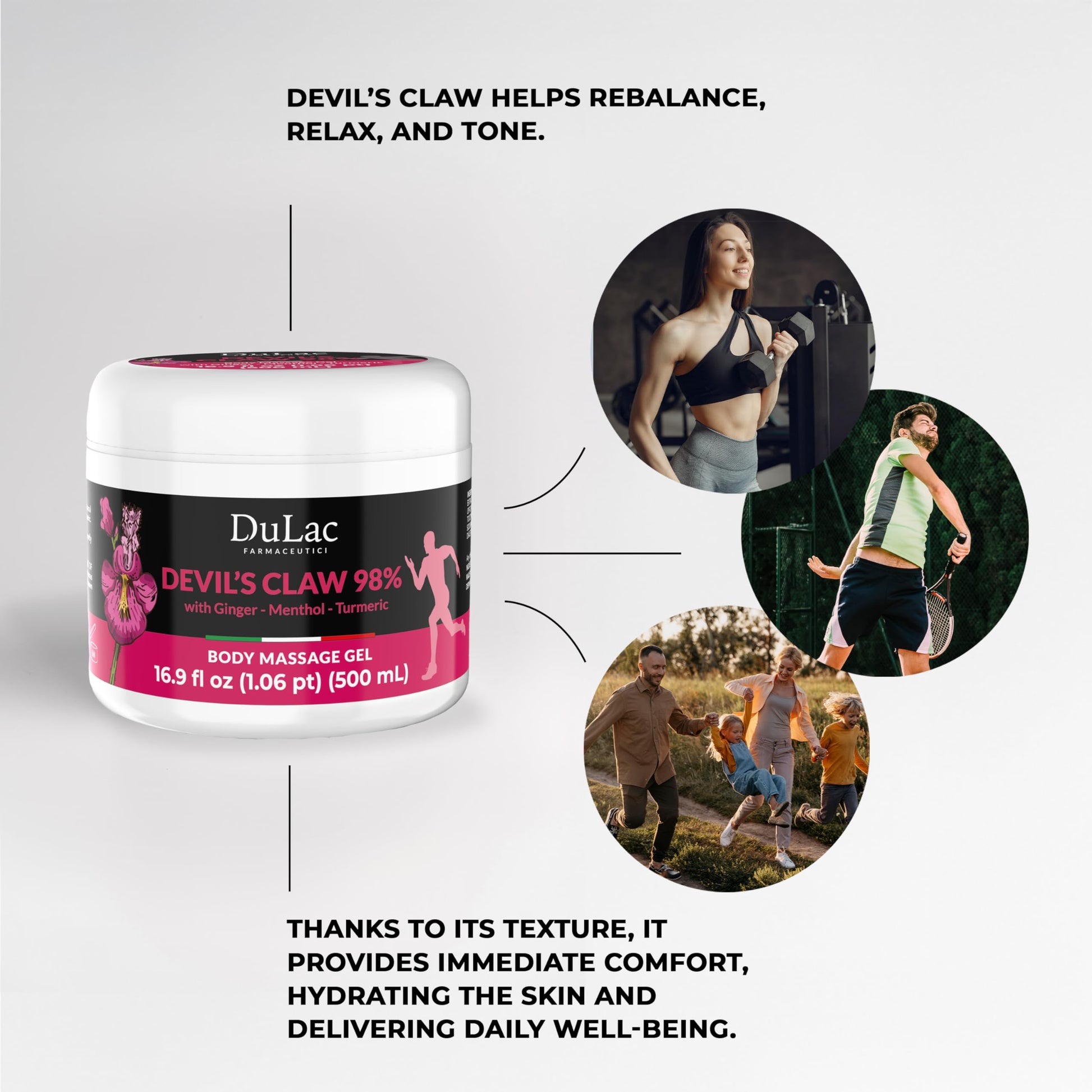 Dulac - Devil's Claw 98% Cream Maximum Strength 16.9 Fl Oz, Natural Joint and Muscle Comfort Cream, Enriched with Menthol for Cool Effect DULÀC FARMACEUTICI 1982Au supplements