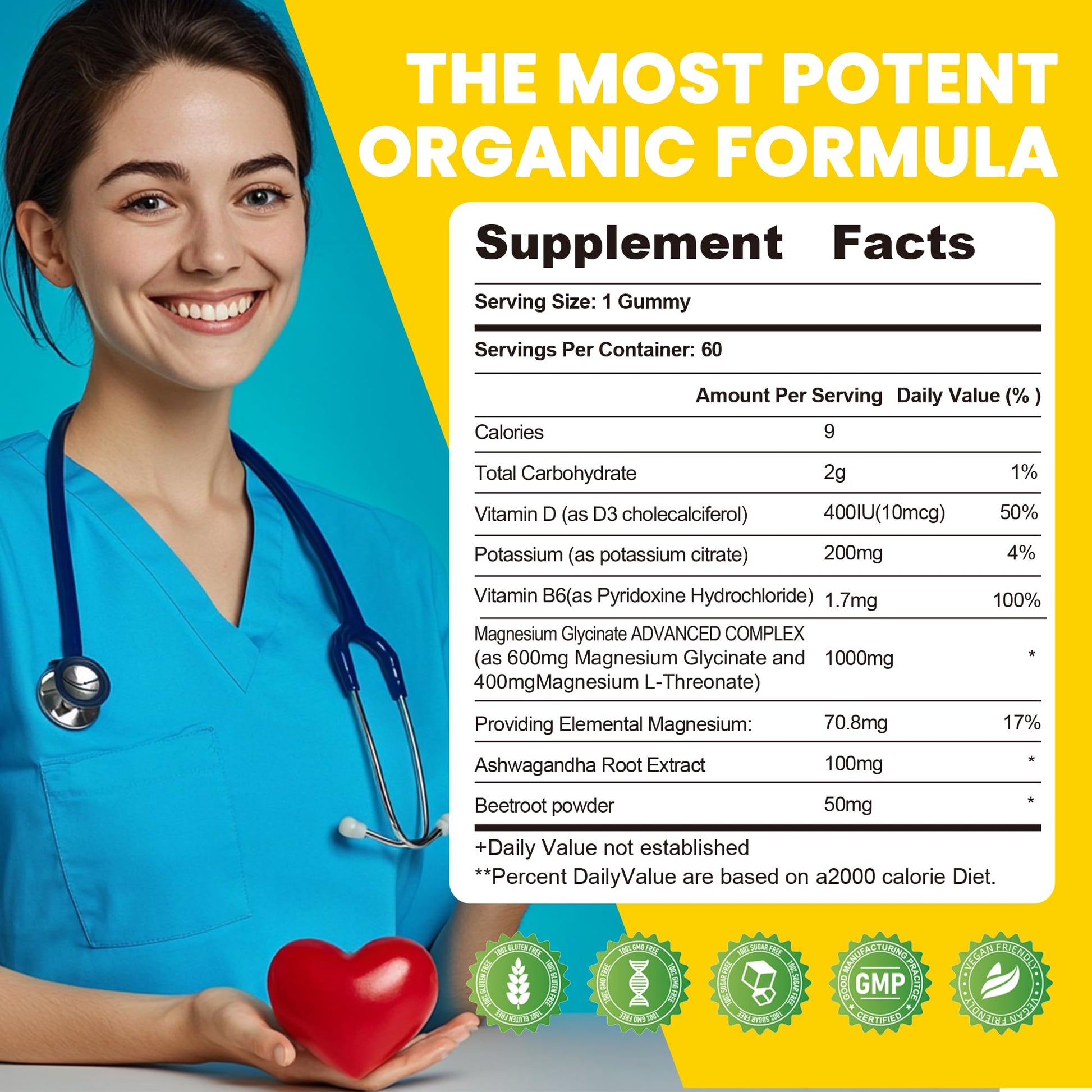Potassium Magnesium Gummies,High Absorption Magnesium Glycinate,B6,D3,Potassium Citrate for Leg Cramps,Muscle,Electroyte for Adults Kids,Sugar-Free, 60 Gummies (Pineapple) WekannufodAu supplements