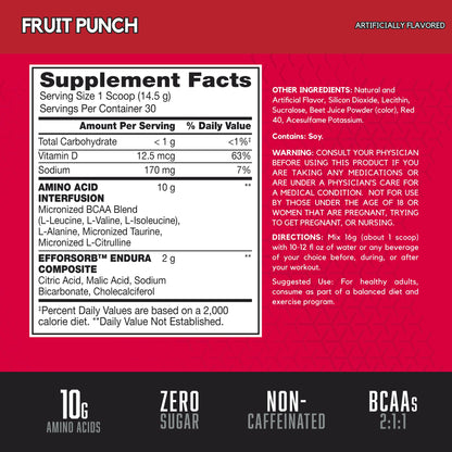 BSN Amino X Muscle Recovery & Endurance Powder with BCAAs, Intra Workout Support, 10 Grams of Amino Acids, Keto Friendly, Caffeine Free, Flavor: Fruit Punch, 30 servings (Packaging May Vary) BSNUS supplements