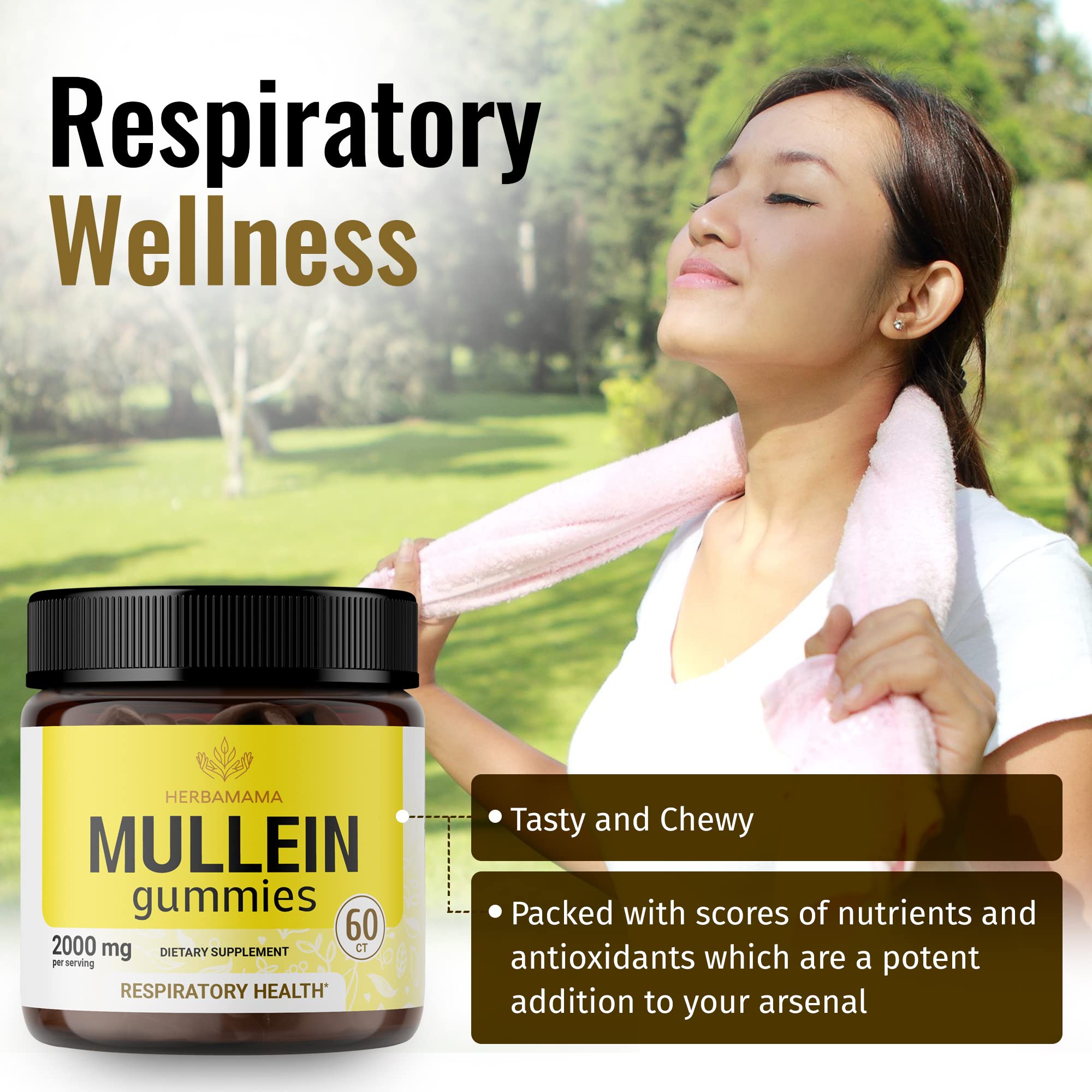 HERBAMAMA Mullein Gummies - Mullein Leaf Dietary Supplement for Respiratory HERBAMAMAAu supplements