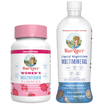 MaryRuth's Multivitamin Gummies for Women (Strawberry) & Liquid Nighttime Multimineral (Coconut, 32oz) | Clean Label Project Verified MARYRUTH'SAu supplements