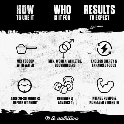 Batch 27 Pre Workout Powder - 8g Citrulline, 3.5g Beta Alanine, 2.5g Betaine, 325mg Caffeine TC NutritionUS supplements