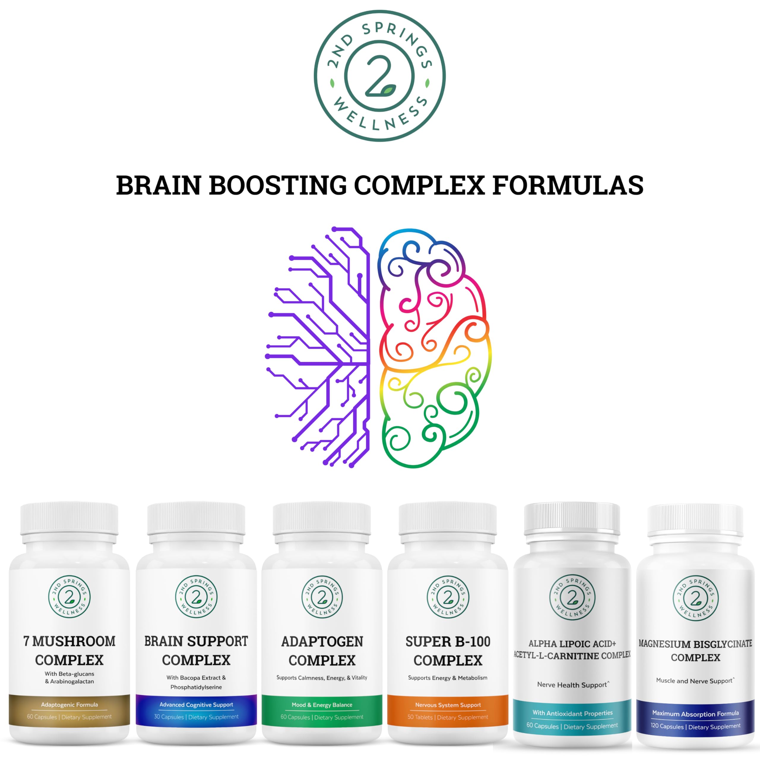 2nd Springs Adaptogen Complex Calmness, Energy and Vitality Booster - Ashwagandha, Schisandra, Astragalus, Ginseng, Rhodiola, and More - Adrenal Support Supplements - 60 Ct 2nd SpringsAu supplements