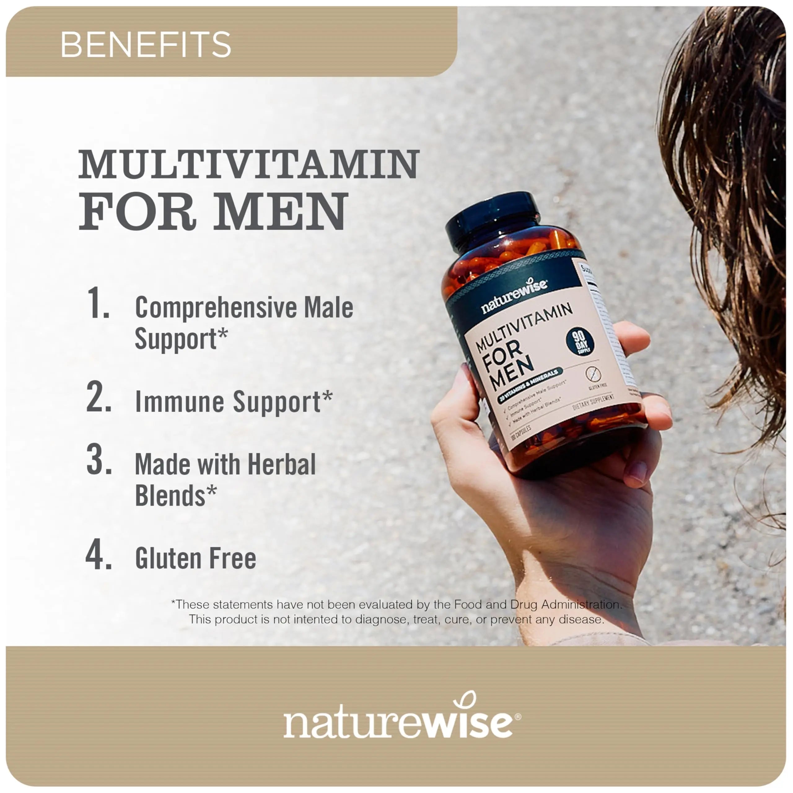 NatureWise [1] Multivitamin for Men - Non-GMO - 90 Capsules[45-Day Supply] + [1] Magnesium Glycinate 625mg - Chelated Magnesium - 30 Capsules[30-Day Supply] NatureWiseAu supplements
