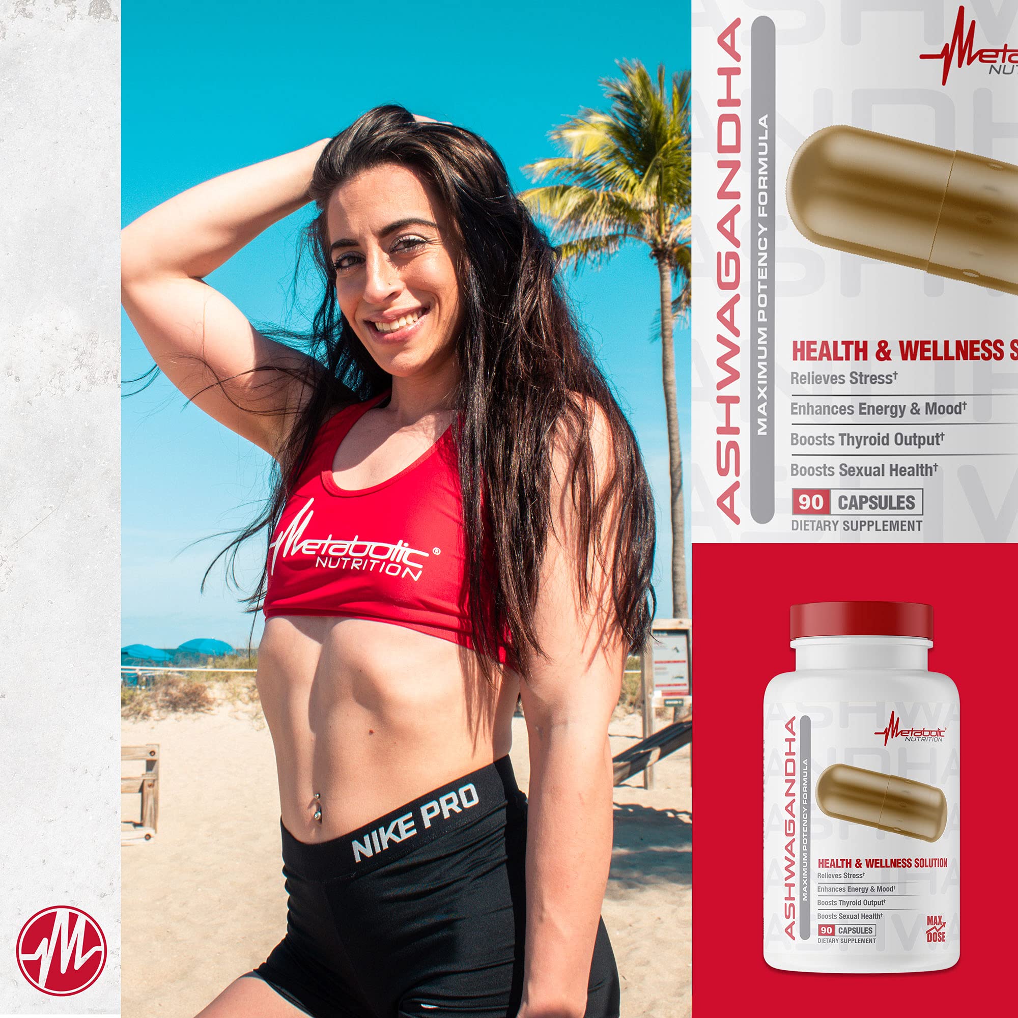 Metabolic Nutrition Ashwagandha 2200mg Made with Organic Ashwagandha Powder and Black Pepper Extract, 90 Vegan Capusles Metabolic NutritionAu supplements