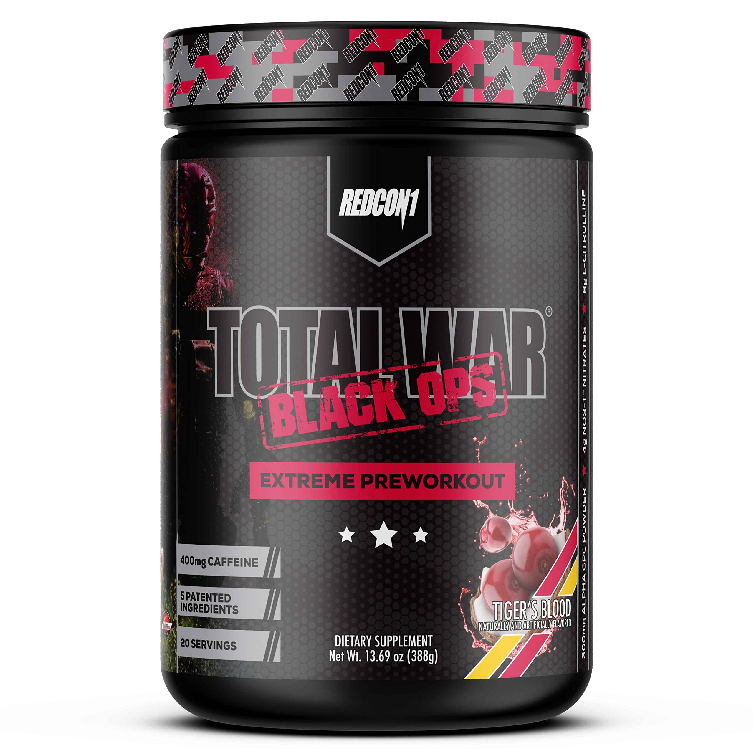 REDCON1 Total War Black Ops Extreme Preworkout Powder, Tigers Blood, High Stimulant REDCON1US supplements