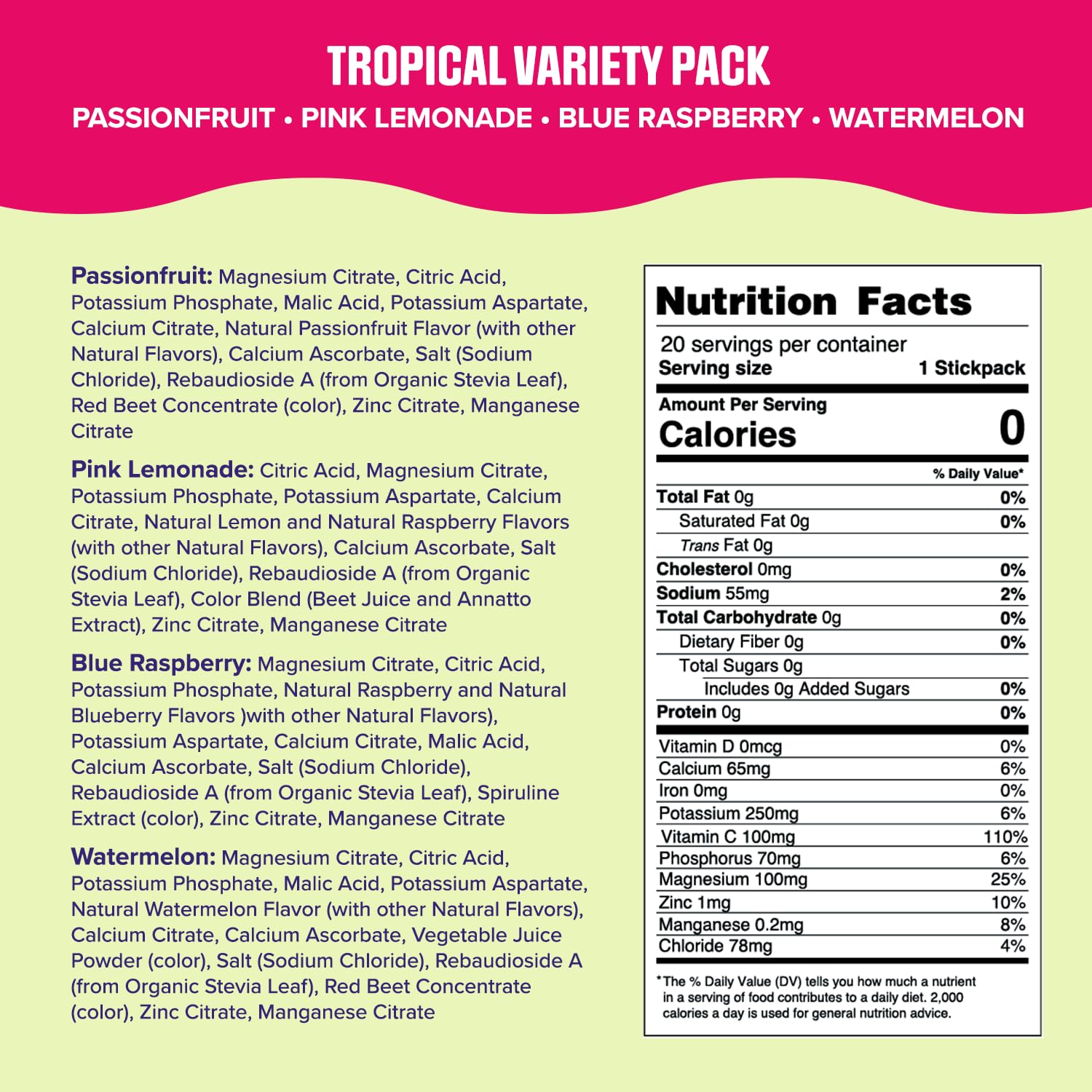 Ultima Replenisher Daily Electrolyte Drink Mix – Tropical Variety, 20 Stickpacks – Hydration Ultima ReplenisherUS supplements