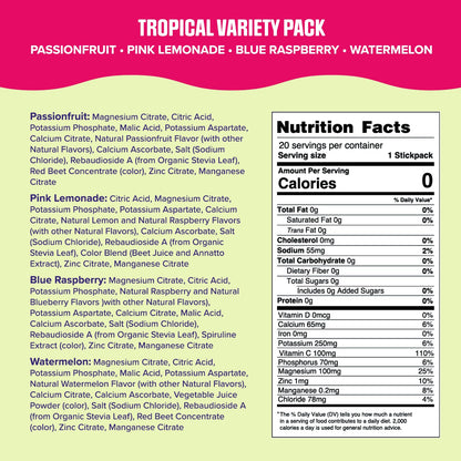 Ultima Replenisher Daily Electrolyte Drink Mix – Tropical Variety, 20 Stickpacks – Hydration Ultima ReplenisherUS supplements