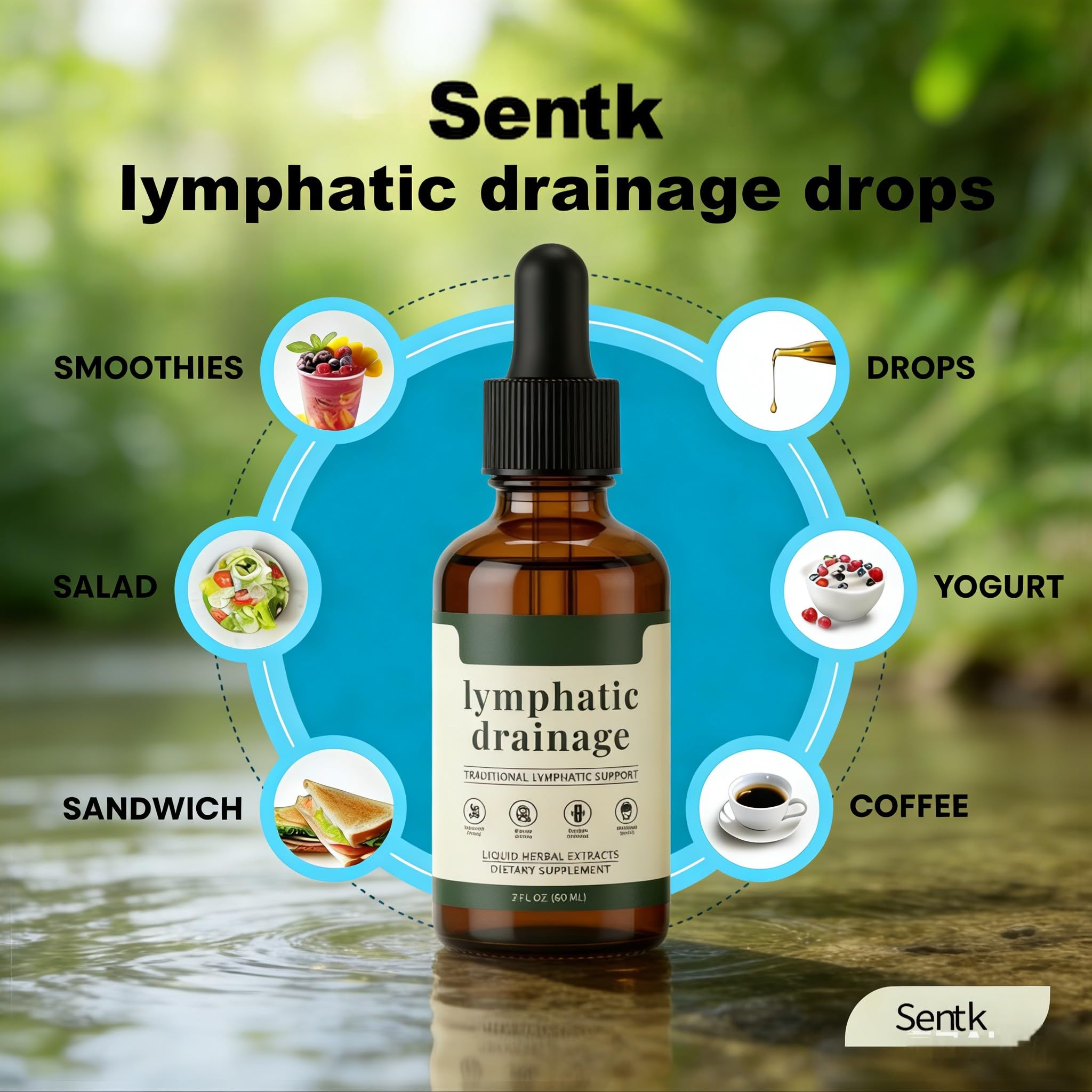 Sentk Organic Lymphatic Drainage Drops, Liposomal Herbal Blend – Supports Lymph System, Reduces Swelling, Boosts Immunity & Vitality, Enhance Clarity, Portable Dropper Design, 2 fl oz (2 Pack) SentkAu supplements