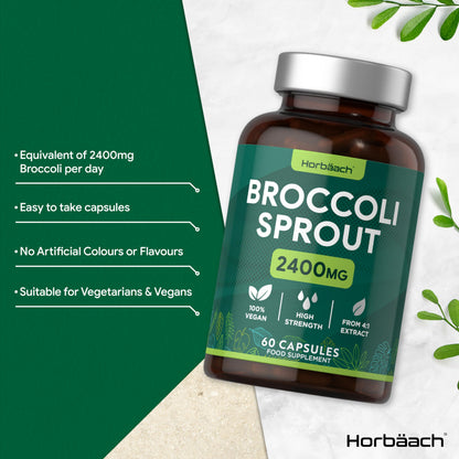 Broccoli Sprout Extract | Activated Sulforaphane Supplement | 2400mg Capsules | 60 Ct HorbäachUS supplements