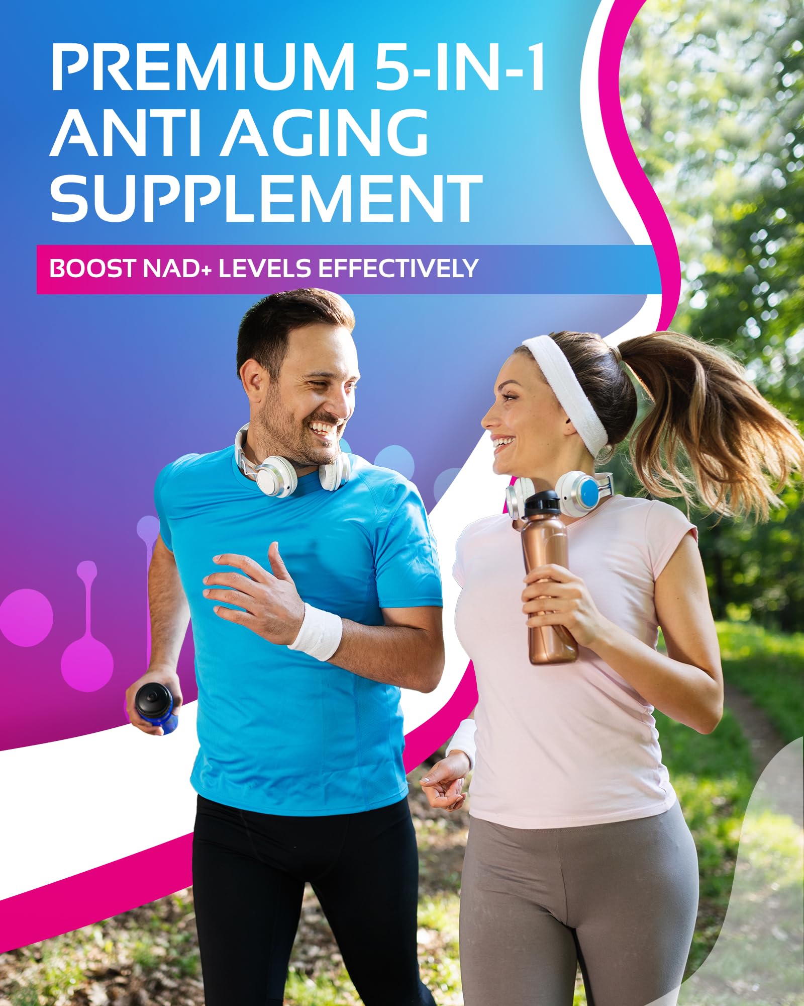 NR + Resveratrol Supplement - Increase NAD, DNA & Cellular Health, Longevity, Vitality. 5-in-1 Anti Aging Formula w/ Nicotinamide Riboside, Trans Resveratrol, Vitamin C, Grape Seed, Pine Bark CogniTuneAu supplements