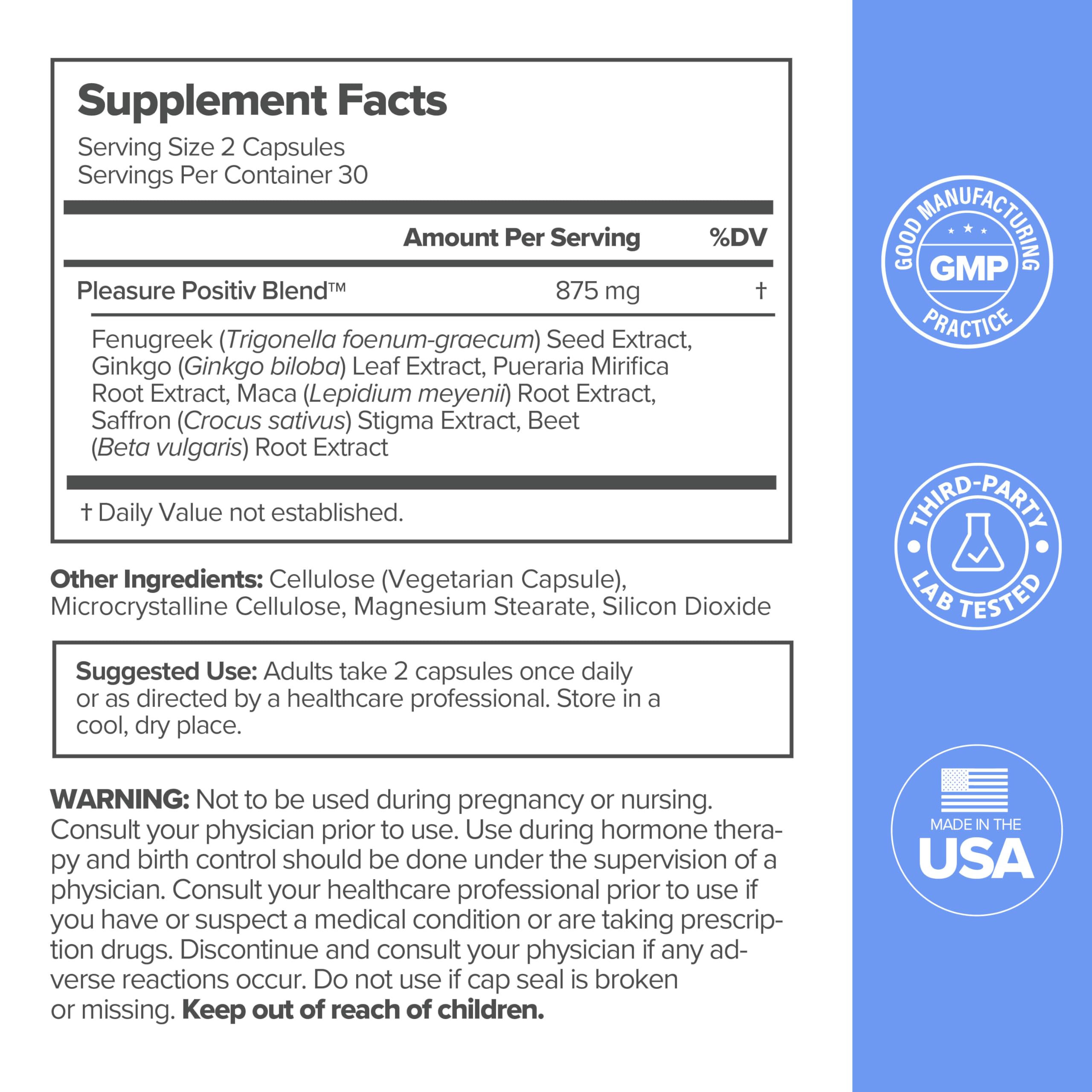 MENO Vaginal Moisture Support Capsules – OBGYN-Formulated to Support Healthy Vaginal Moisture, Mood & Relaxation – Hormone-Free Supplements with Maca Root & Fenugreek Seed Extract – 30 Servings O PositivAu supplements