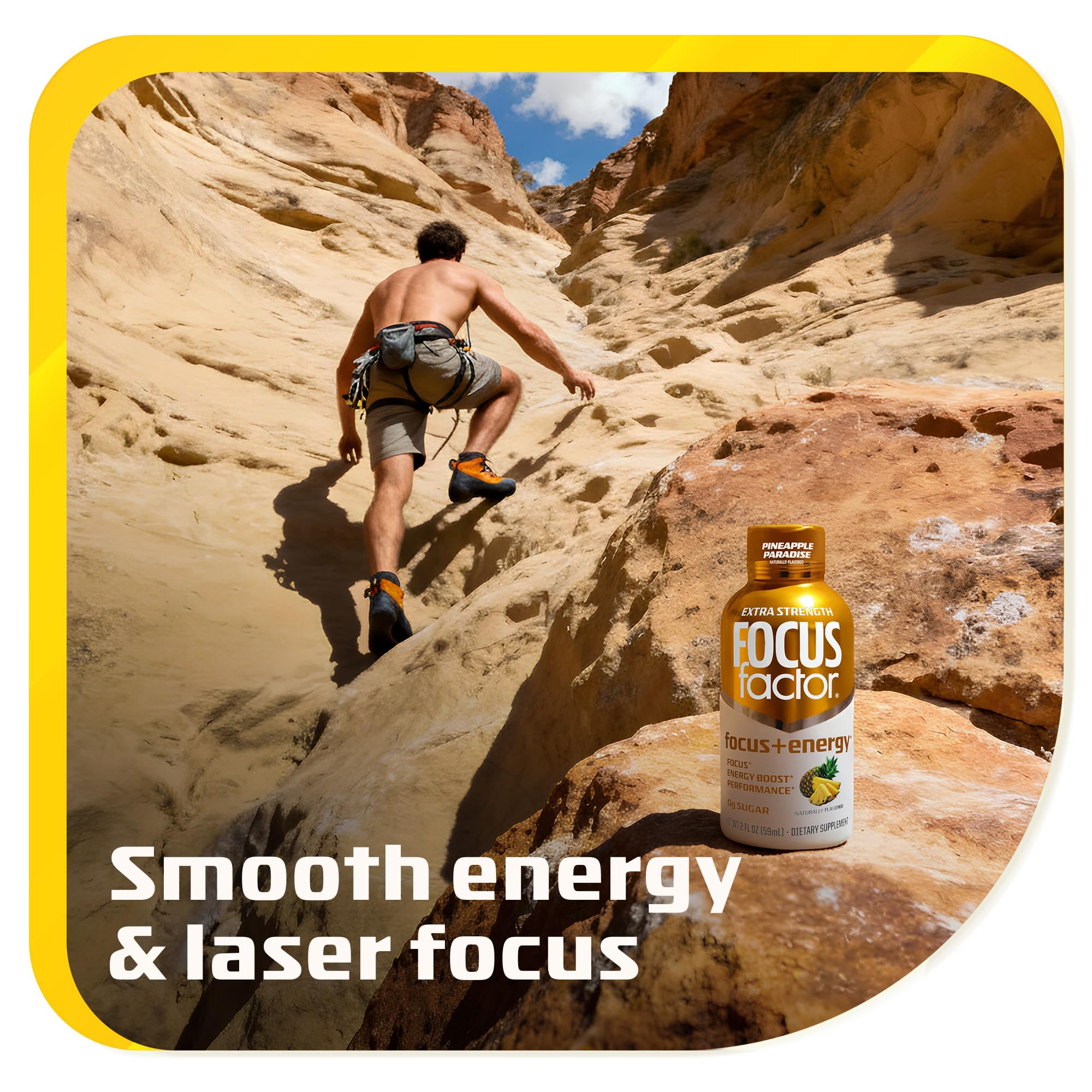 Focus Factor Extra Strength Focus + Energy Shots - 12 x 2oz Bottles (Pineapple Paradise Flavor) - Powered by Nootropics with Caffeine, L-Theanine, Ginkgo, Bacopa, L-Tyrosine, Alpha GPC Focus FactorAu supplements