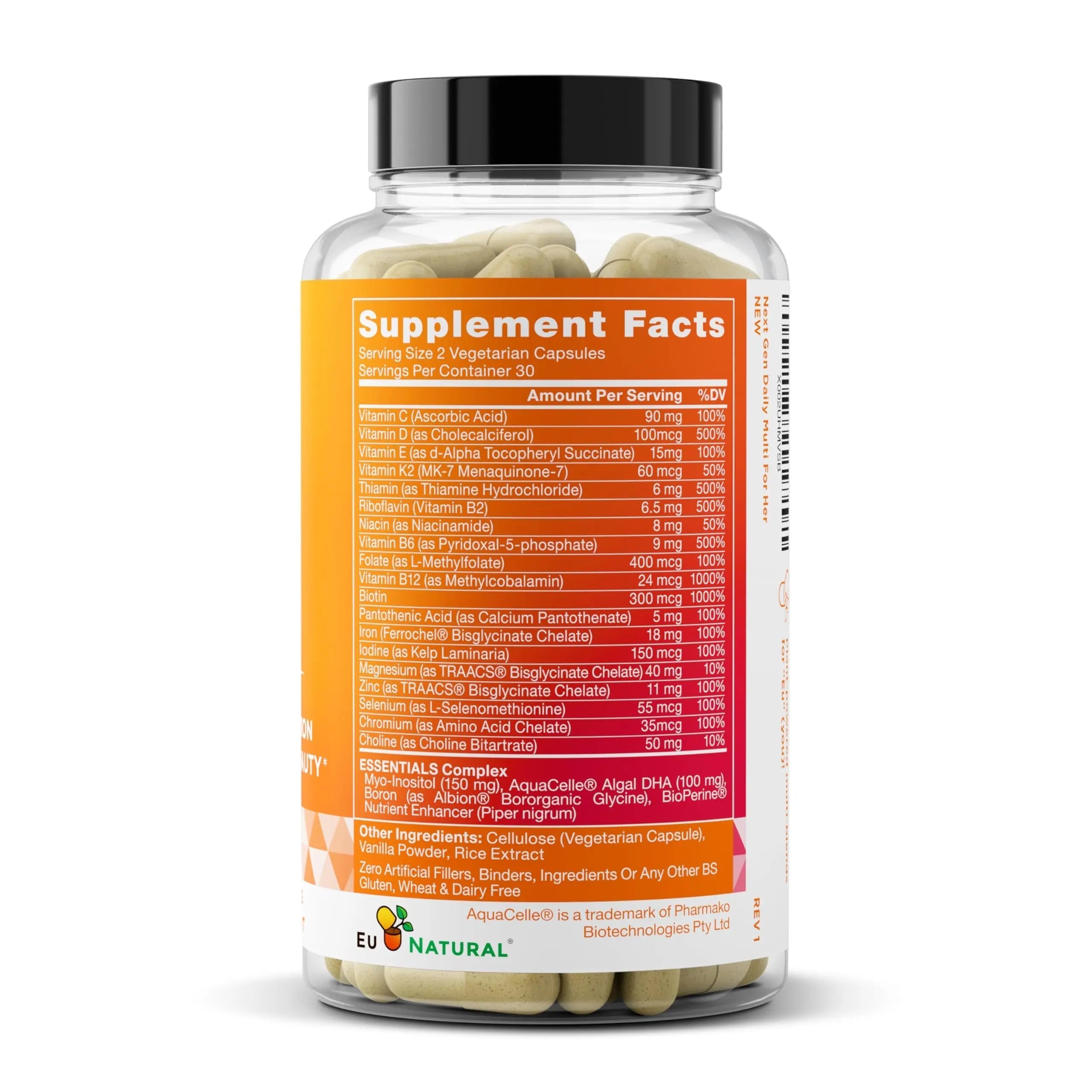 Next Gen Multivitamin for Women – 22 Optimized Vitamins for Immunity, Beauty, Brain, Energy, Bones and Heart – Vitamin C, D, E, K, Iron, B6 and DHA Eu NaturalAu supplements