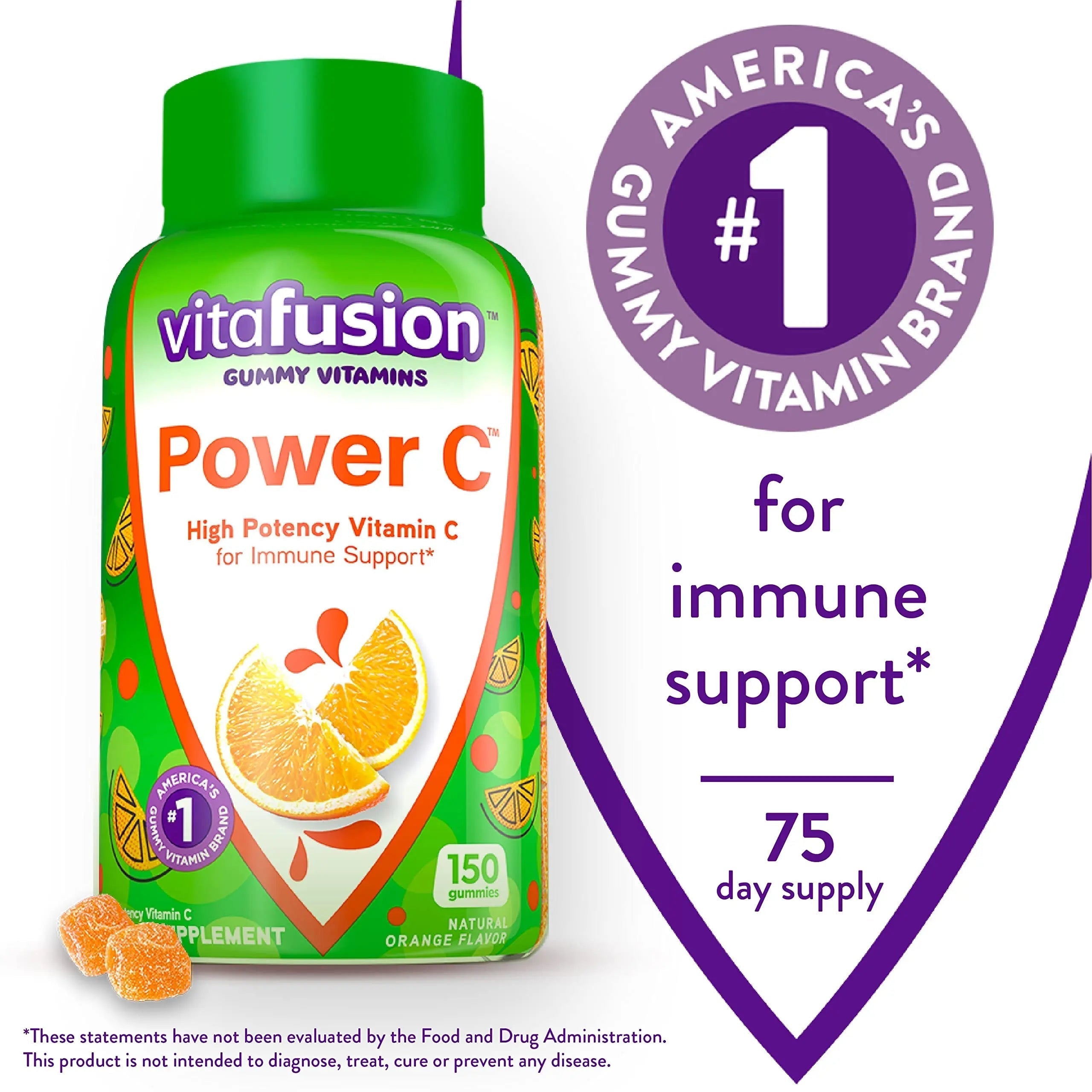 Vitafusion Gorgeous Hair, Skin & Nails Multivitamin Plus Power C Vitamin C Gummies for Immune Support Bundle, 135ct & 150 Count VitafusionAu supplements